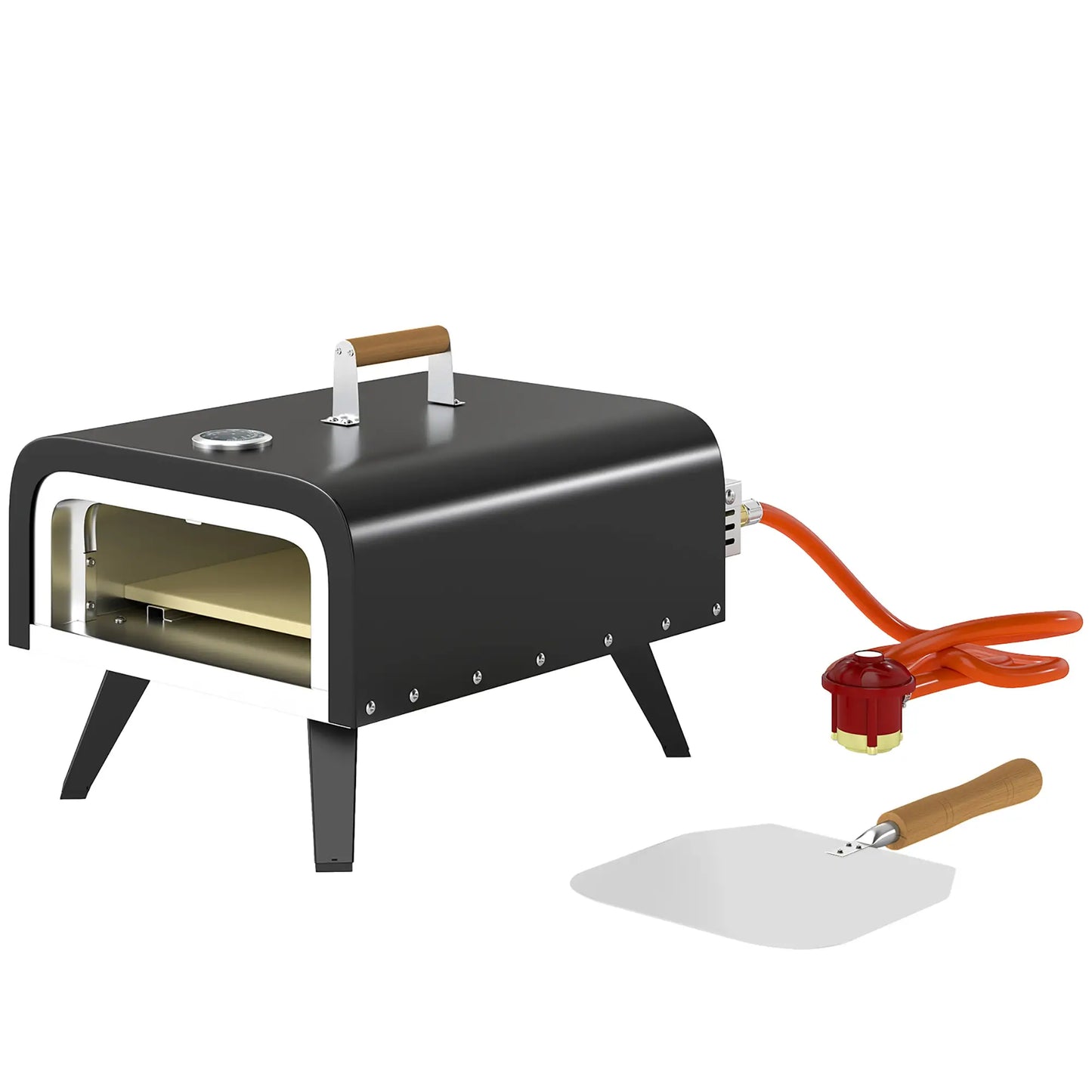 Outsunny Gas Powered 12" Pizza Oven Barbecue Charcoal Grills - Black