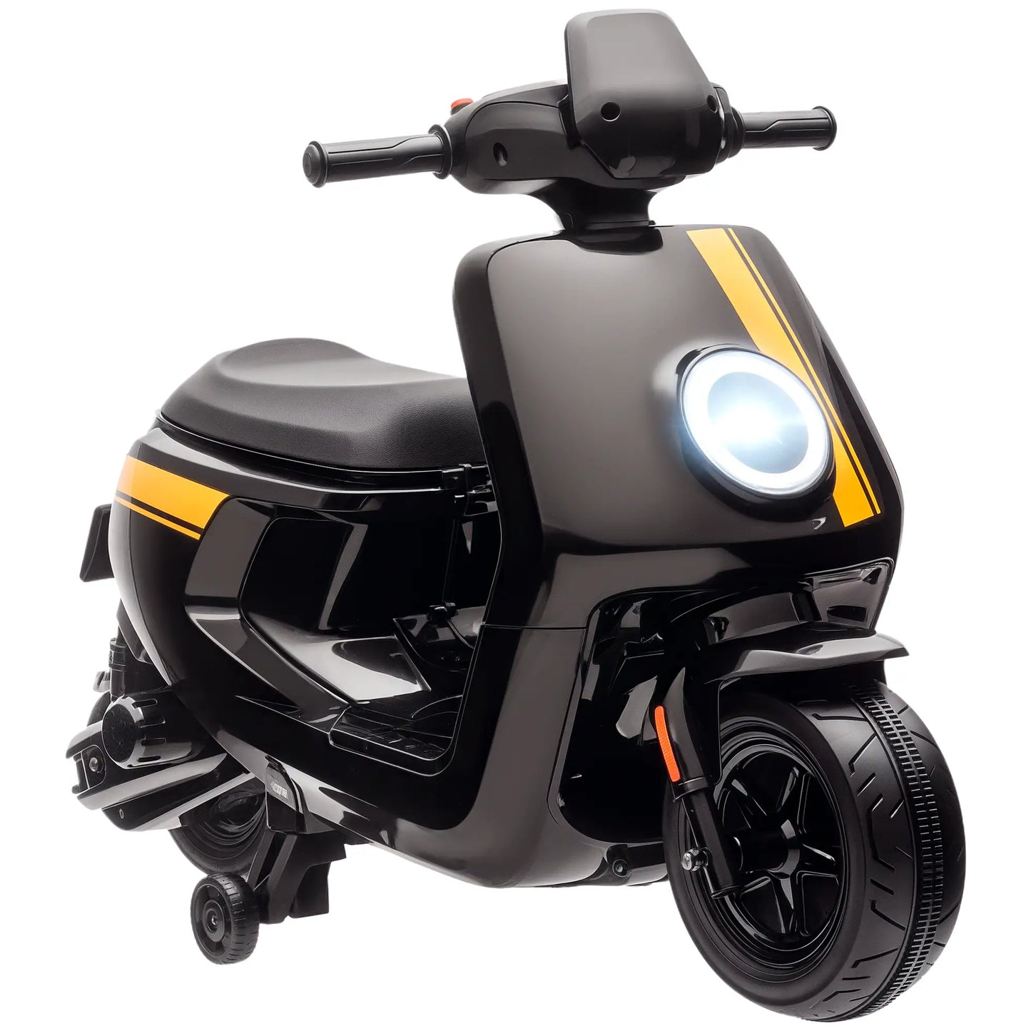 AIYAPLAY 6V Ride on Motorbike, Kids Electric Motorbike w/ Headlights, Music, Training Wheels, for 18-36 Months, Black