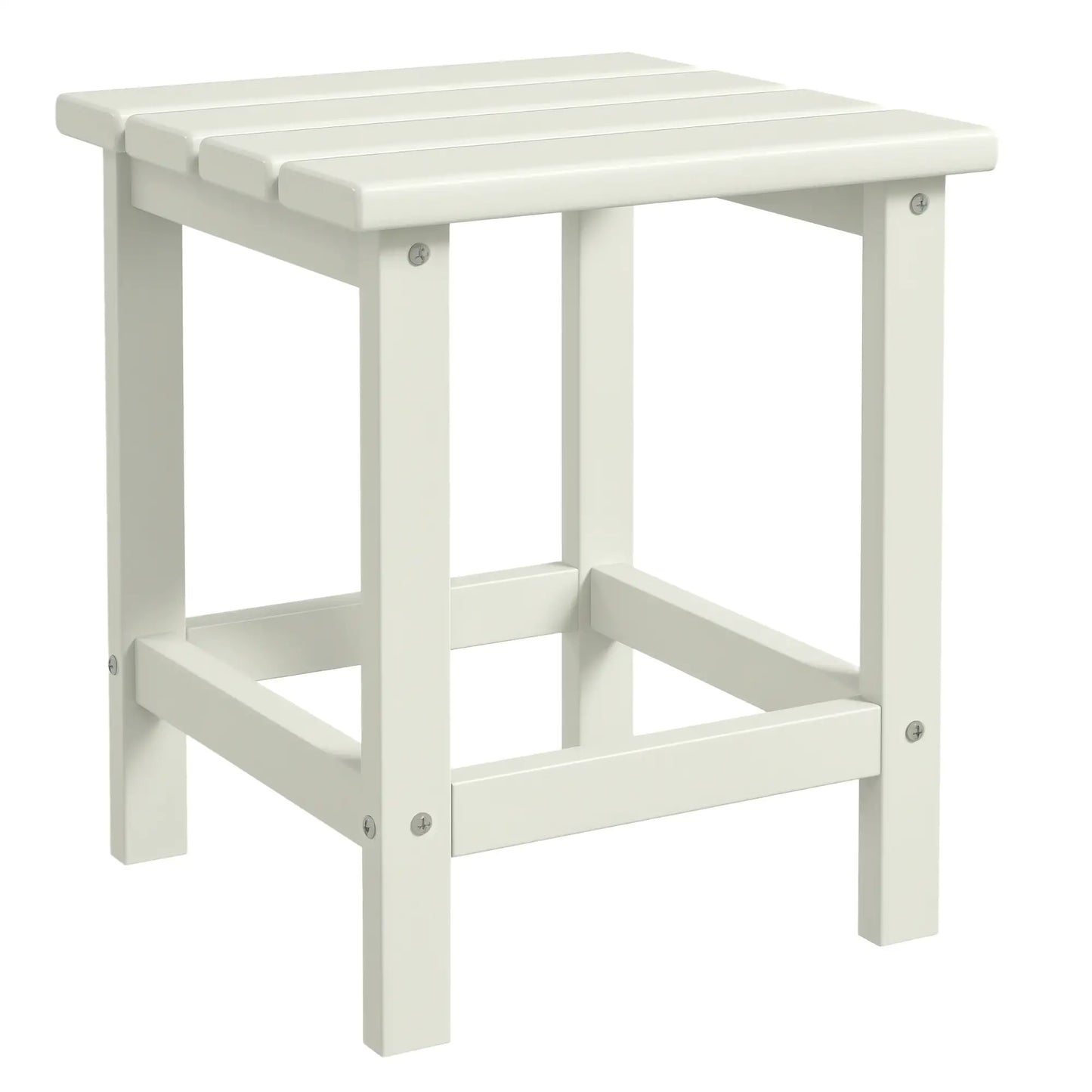 Outsunny Square Coffee Table, HDPE Tabletop and Frame for Porch, Garden, Side Table, White