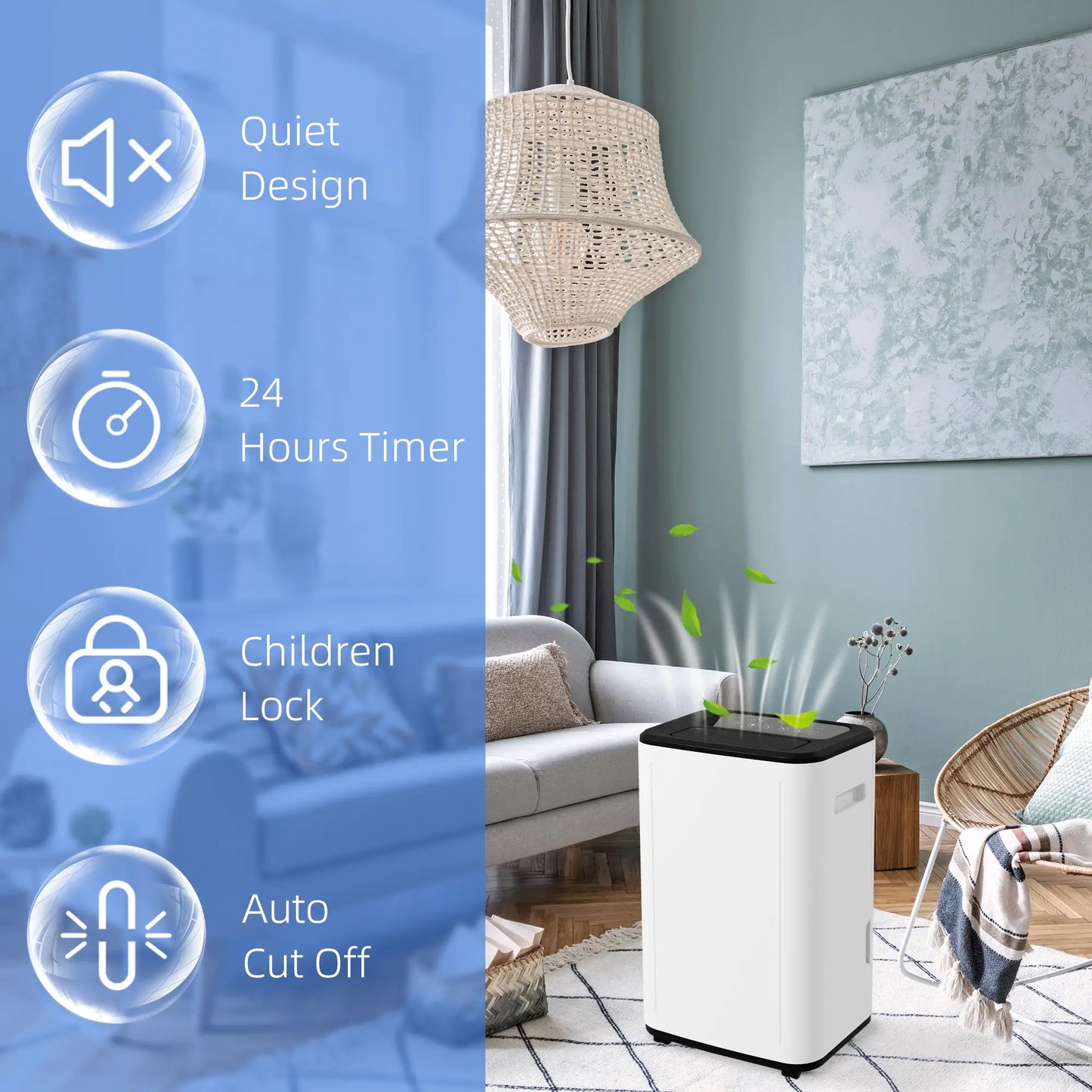 HOMCOM 6000mL Portable Dehumidifier with 24H Timer, 3 Modes, 20L/Day, for Home Laundry Basement