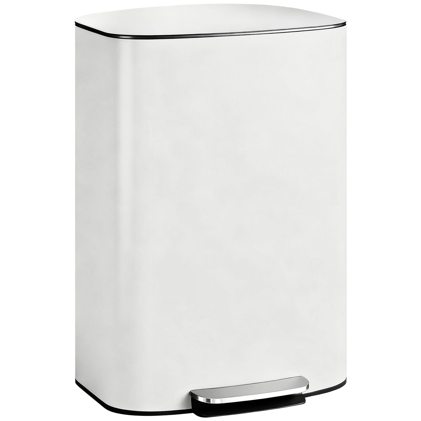 HOMCOM 50L Kitchen Bin with Soft-Close Lid, Stainless Steel Pedal Bin with Removable Inner Bucket, Carry Handle, Cream