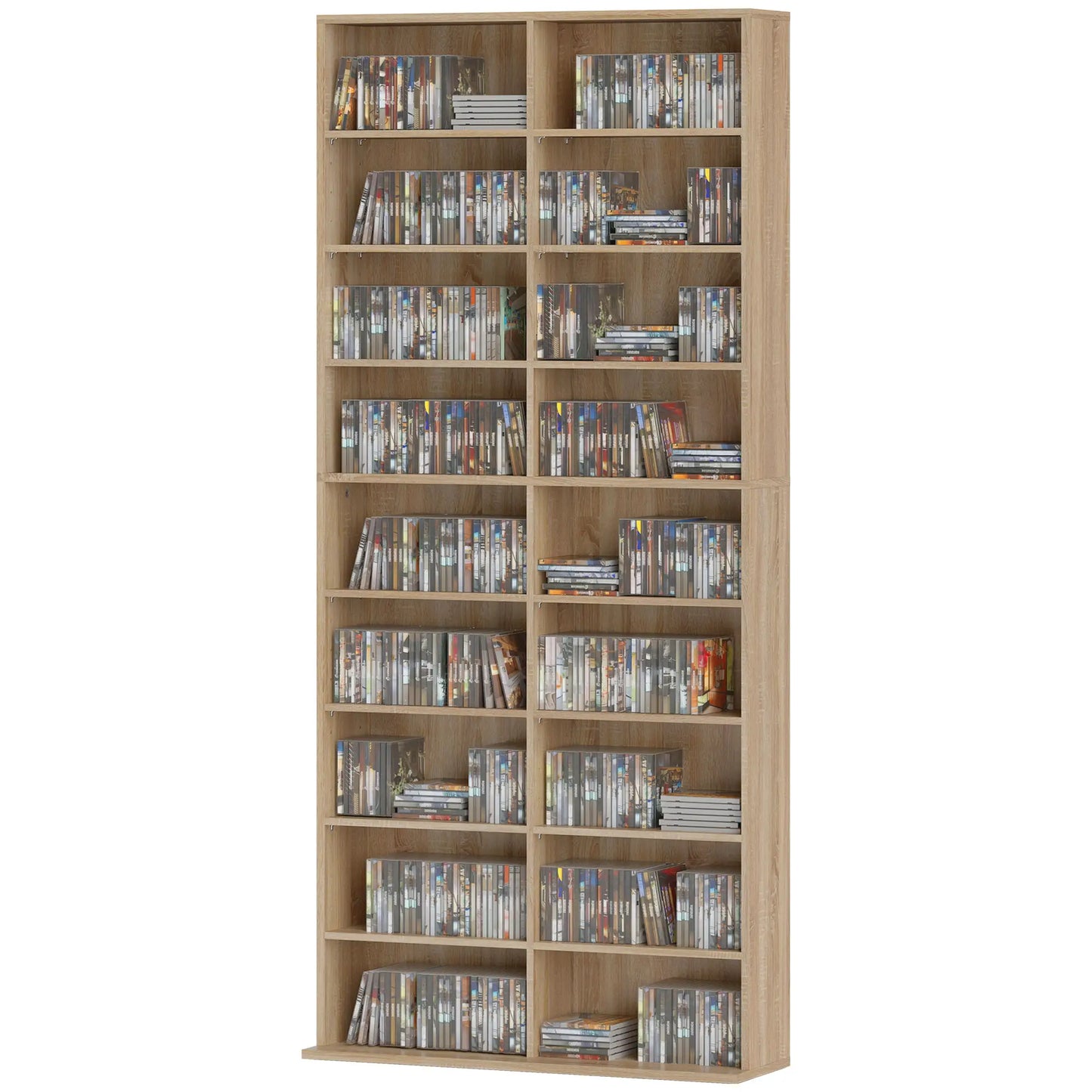 HOMCOM 640 CD Storage Tower, Bookcases & Shelves - Nature Wood Finish