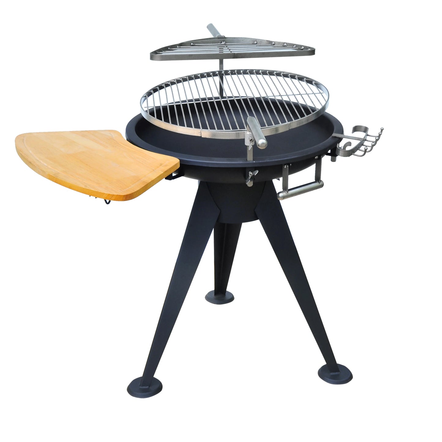 Outsunny Barbecue Round BBQ Grill w/ Cutting Board & Adjustable Height Black