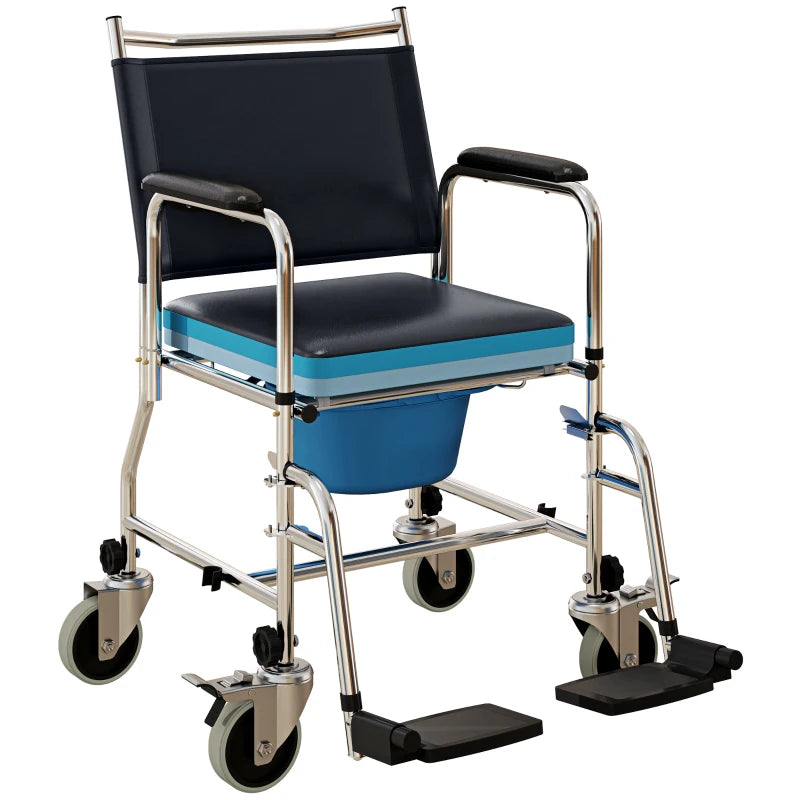 HOMCOM 3-In-1 Bathroom Commode Wheelchair Toilet Seat - Black