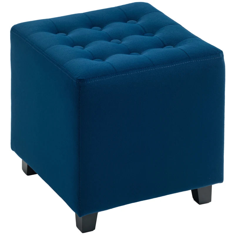 HOMCOM Velvet-Feel Square Ottoman, Lightweight - Blue