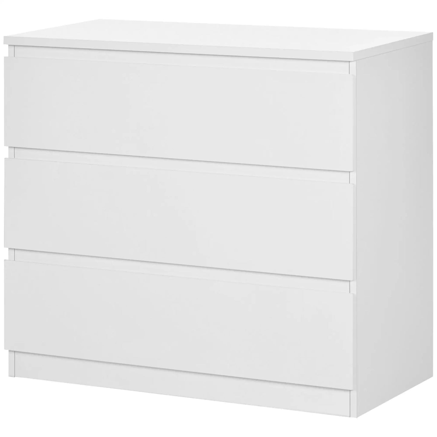 HOMCOM Chest of Three Storage Drawers with Anti-Tipping Straps - White
