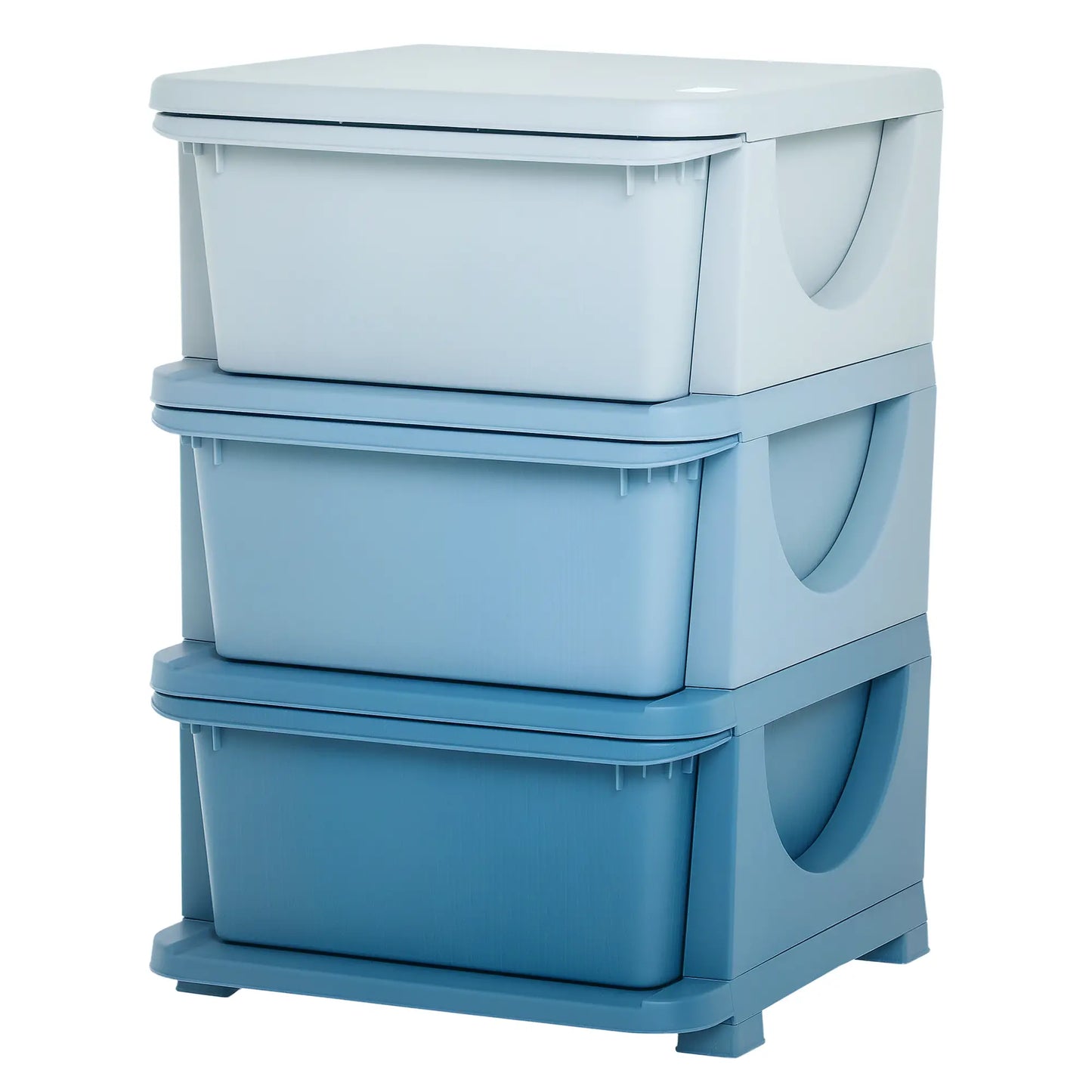 HOMCOM 3 Drawers Plastic Kids Storage Units, 3 Tier Children Toy Chest for Nursery, Playroom, Blue