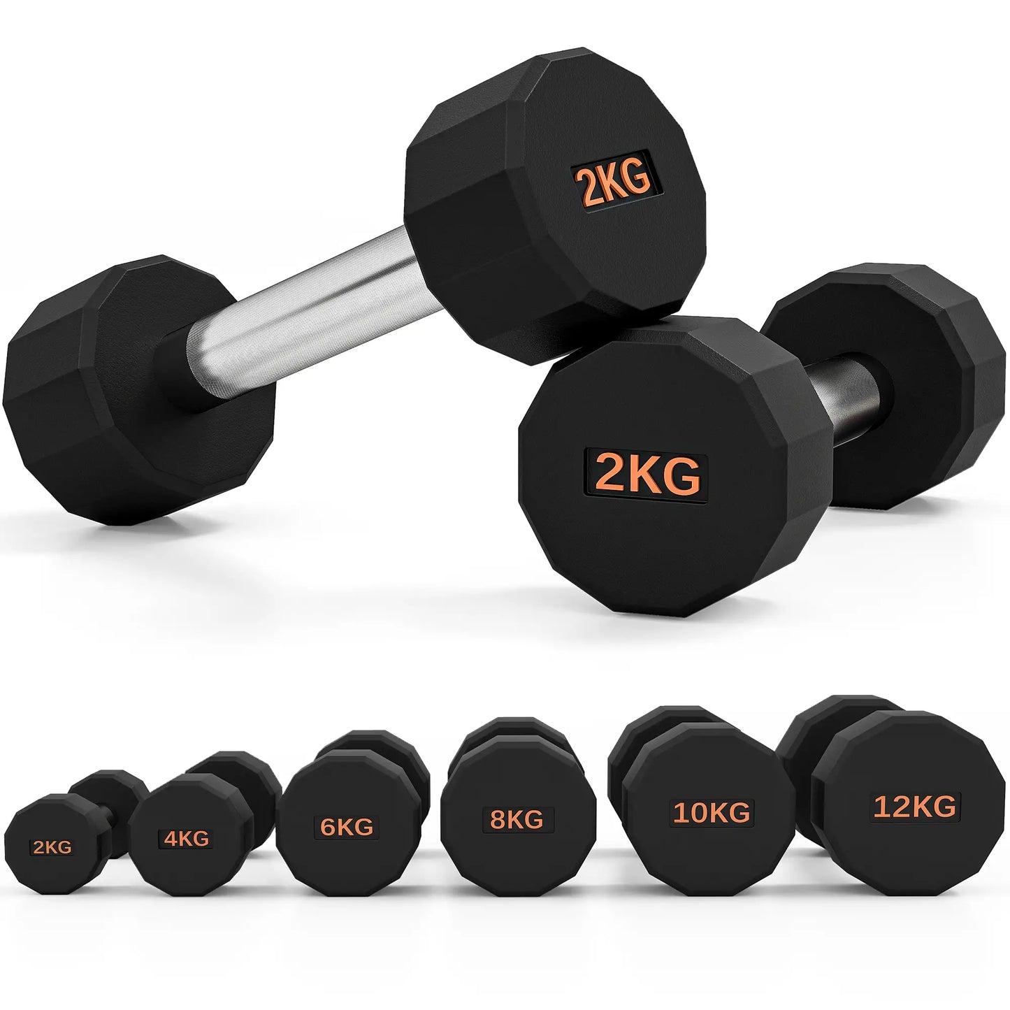 SPORTNOW Dumbbells Weights Set with 12-Sided Shape and Non-Slip Grip for Home Gym Workout, 2 x 2kg