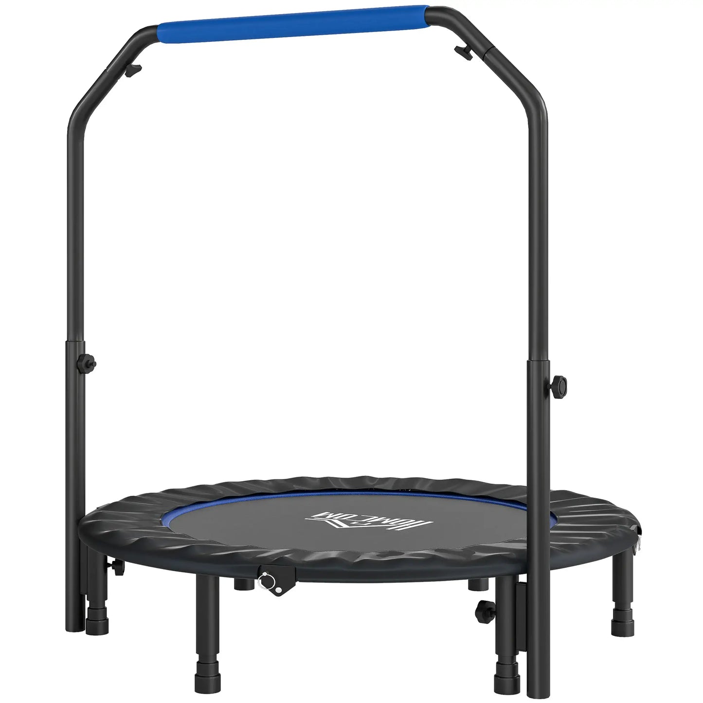 HOMCOM 45" Foldable Mini Fitness Trampoline, with Adjustable Foam Handle, Blue