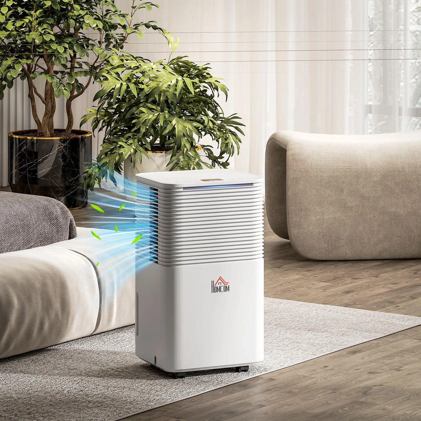HOMCOM 12L/Day 2000ML Portable Quiet Dehumidifier for Home Bedroom, Basement, Electric Moisture Air De-Humidifier
