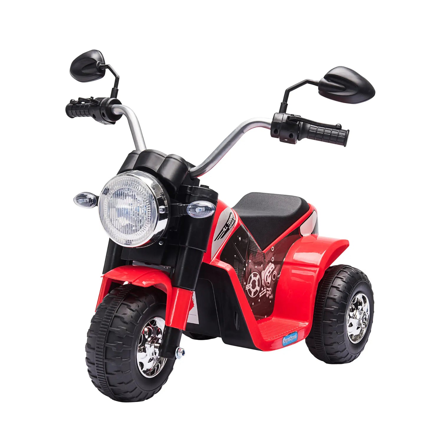 HOMCOM 6V Kids Electric Motorbike 3 Wheels Ride On Toy with Horn Sounds, Headlights for Girl Boy 18 - 36 Months, Red