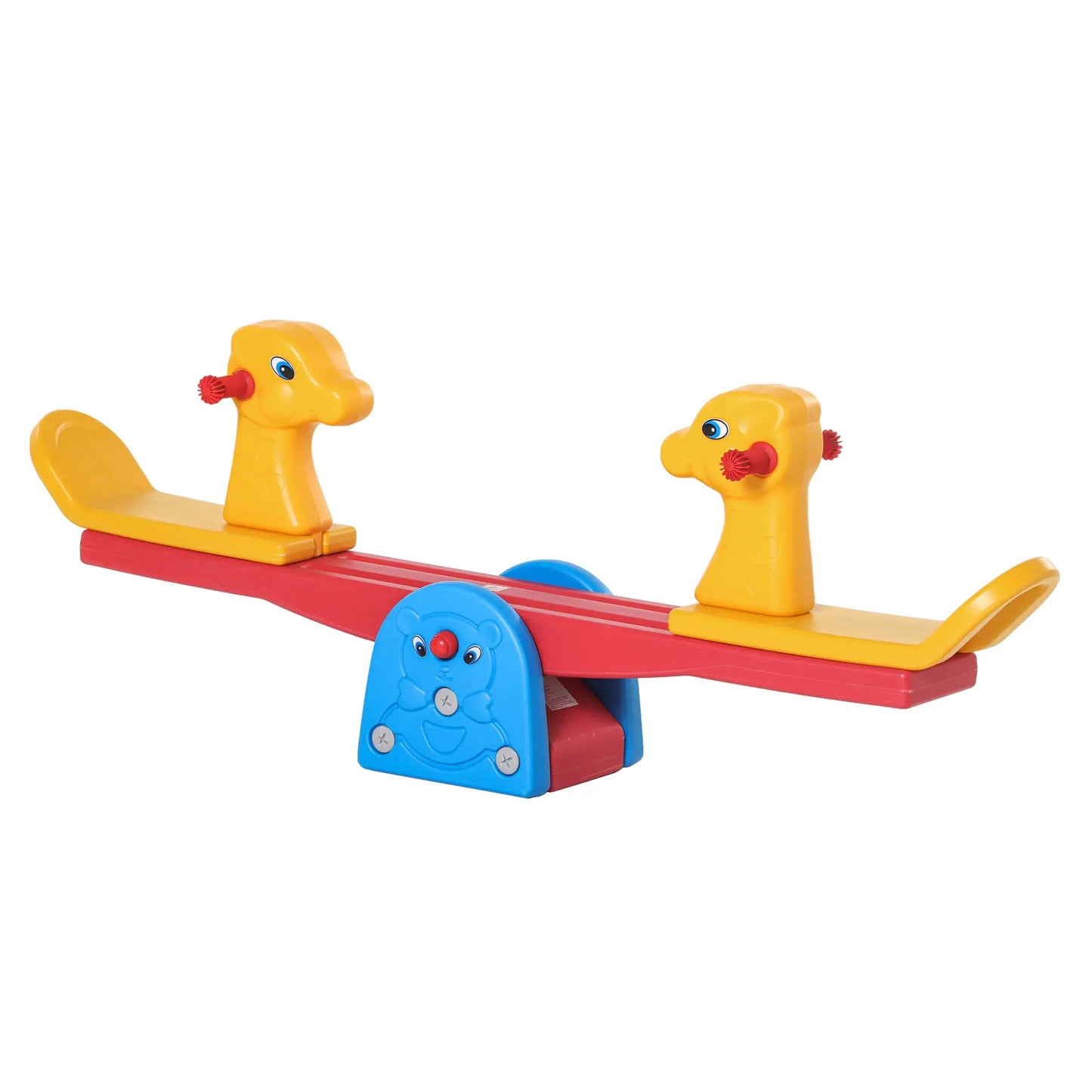 HOMCOM Kids Seesaw Safe Teeter Totter 2 Seats with Easy-Grip Handles, Safe, Indoor Outdoor Equipment, for 1-4 Years