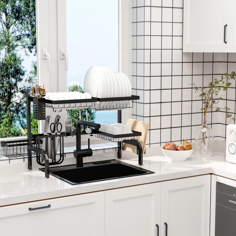 Adjustable Space Saving 2 Tier Dish Drainer
