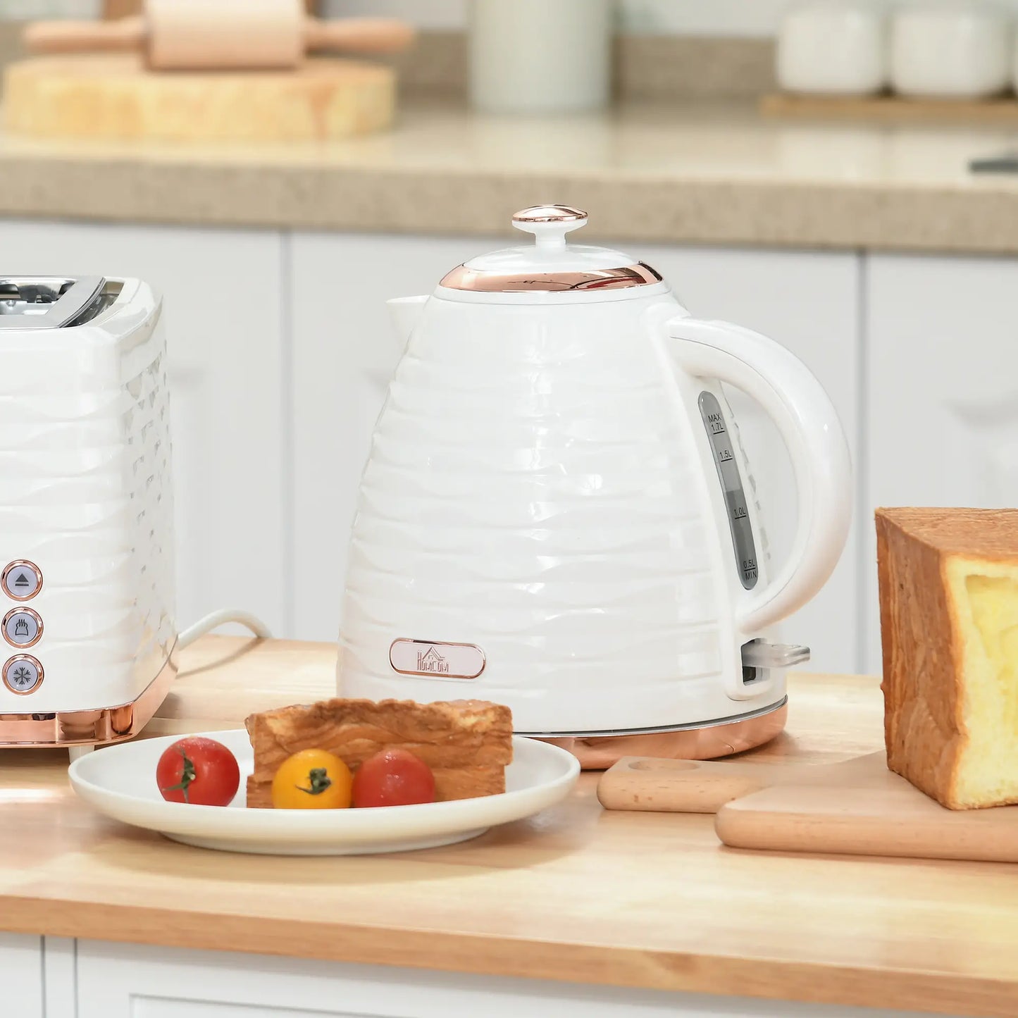 HOMCOM Kitchen 3kW Rapid Fast Boil Honeycomb Kettle - Cream