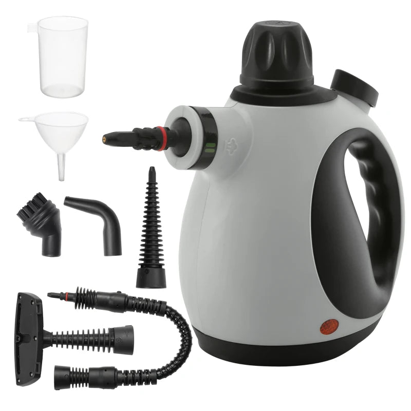 HOMCOM Handheld Steam Cleaner for Chemical Free Cleaning, Portable Multi-Purpose Steamer with 9 Pcs Accessory