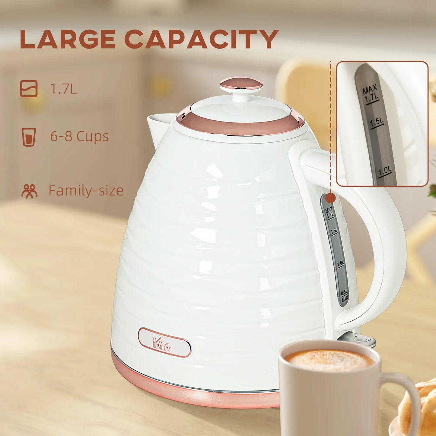 HOMCOM Kitchen 3kW Rapid Fast Boil Honeycomb Kettle - Cream
