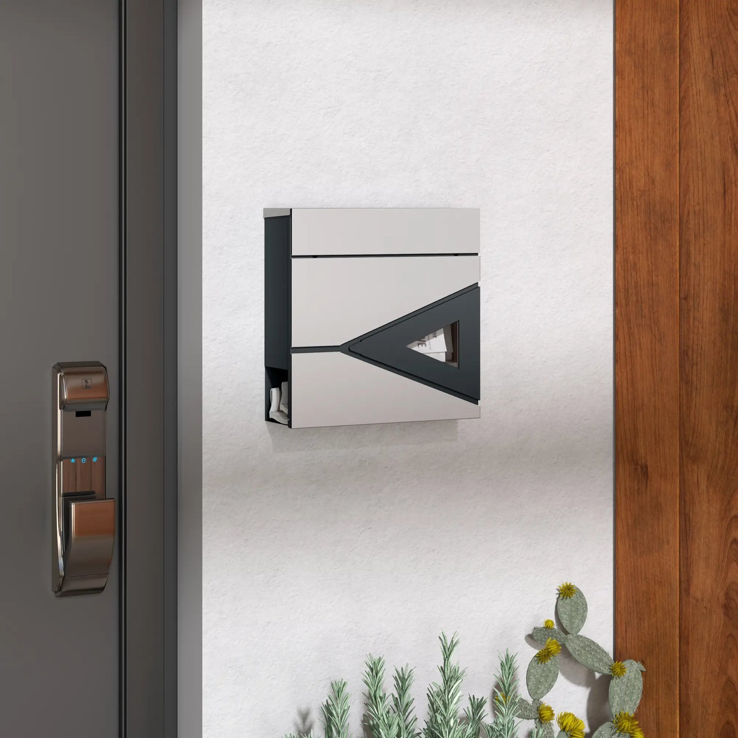 HOMCOM Wall Mounted Post Box with Viewing Window, 2 Lock, Modern Galvanised Steel Mailbox Weatherproof Letterbox