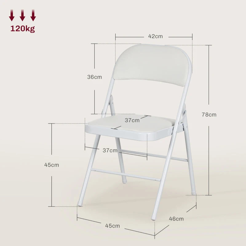 Cushioned Steel Folding Chair With Leather seat