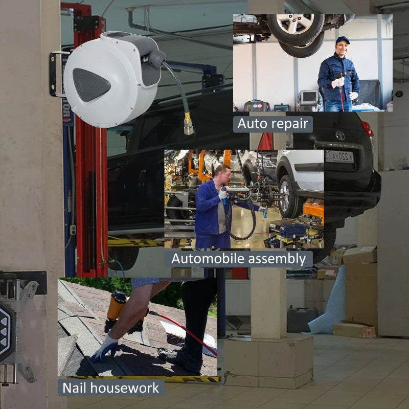 DURHAND Retractable Air Hose Reel Wall Mount Auto Rewind Hose