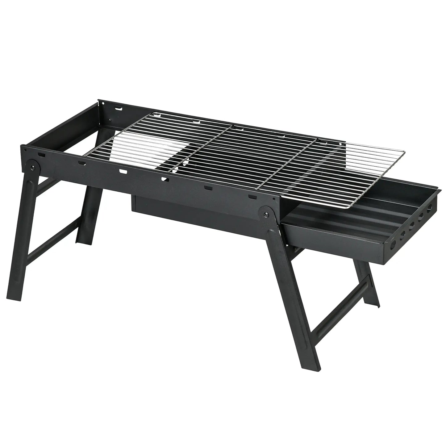 Outsunny Barbecue Foldable Charcoal Grill Portable BBQ for Camping & Hiking - Black