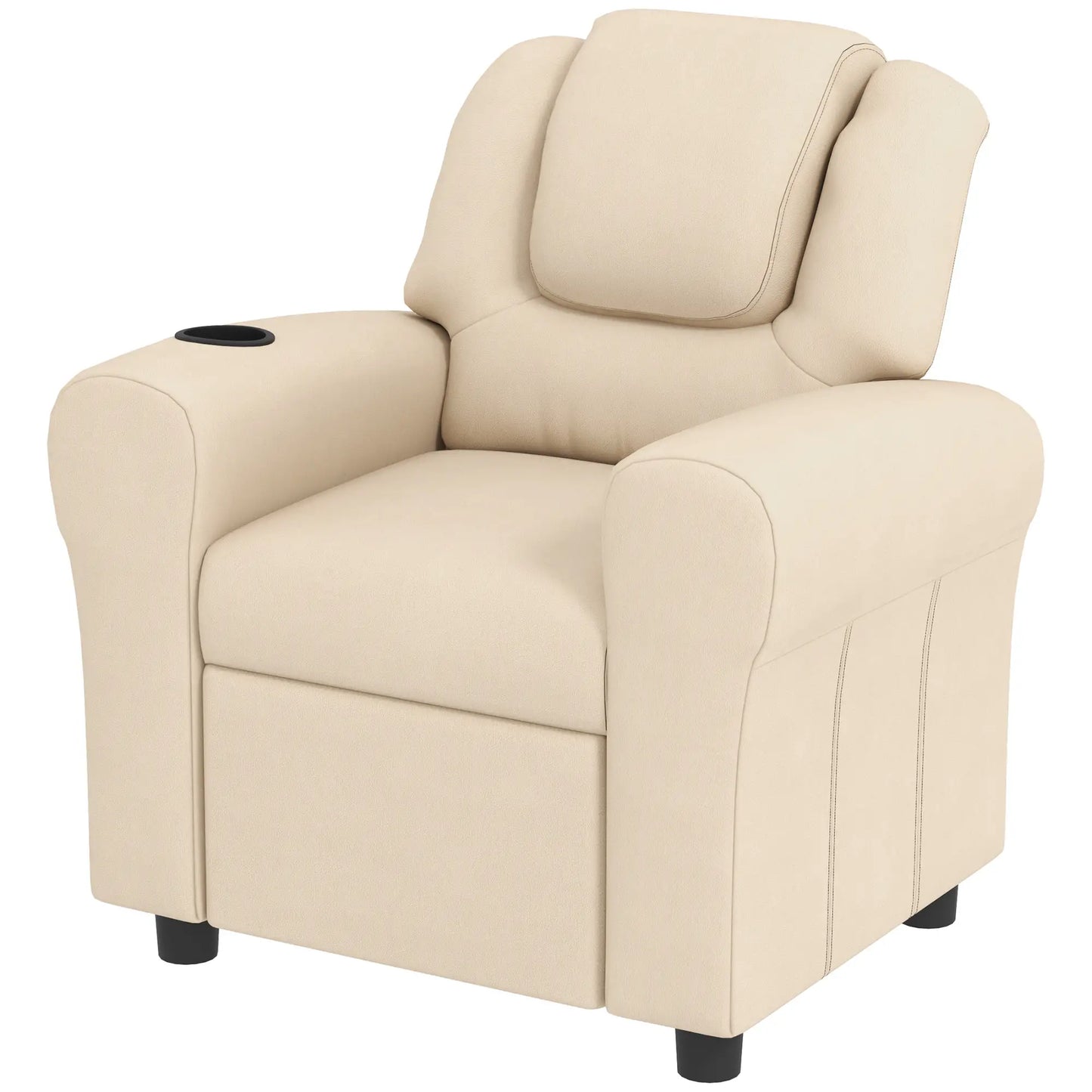 HOMCOM Kids Recliner Chair, PU Leather with Adjustable Backrest, Footrest, Padded Headrest, Beige