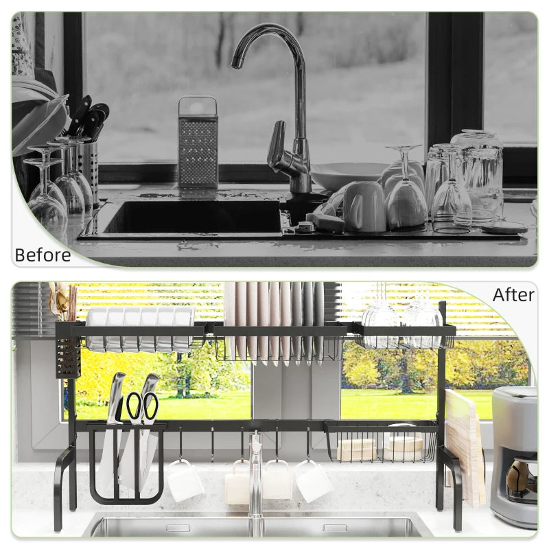HOMCOM Dish Drainer Over The Sink Drying Rack