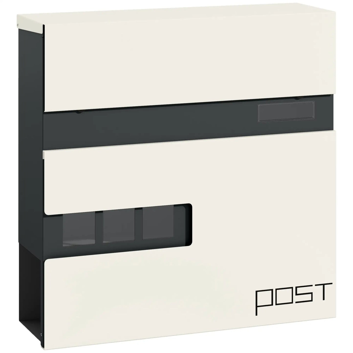 HOMCOM Locking Galvanised Steel Letterbox with Viewing Window - White/Black