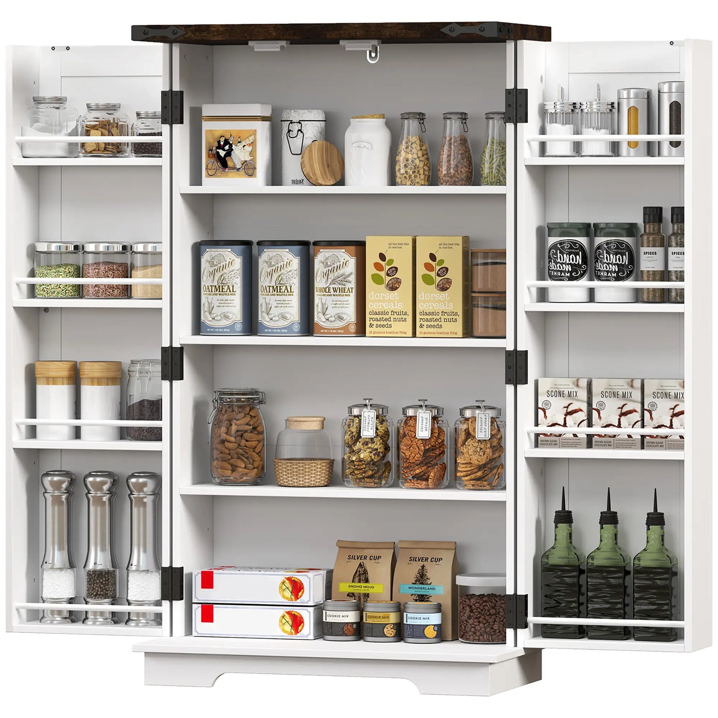 HOMCOM Multi-Storage Farmhouse Style Kitchen Cabinet - White