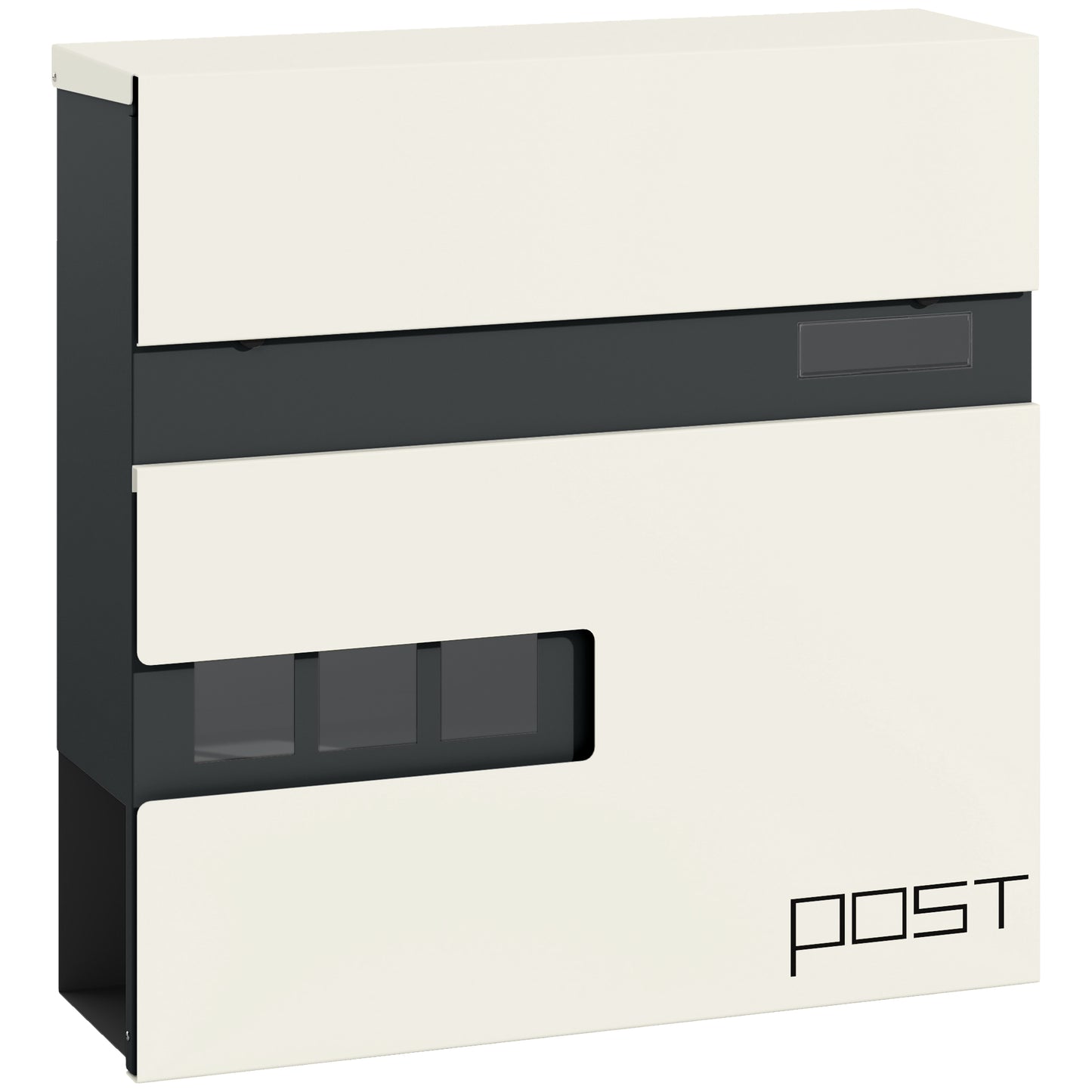 HOMCOM Locking Galvanised Steel Letterbox with Viewing Window - White/Black