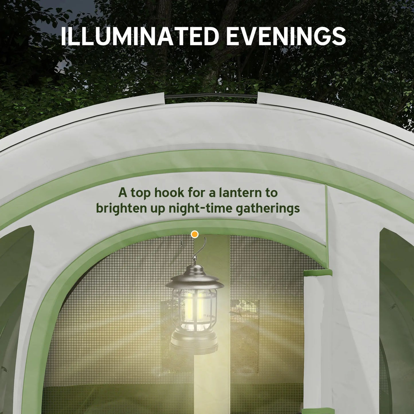 Outsunny 3000mm Waterproof Camping Tent, 5-6 Man Family Tent with Living & Bedroom, Carry Bag, Cream & Green