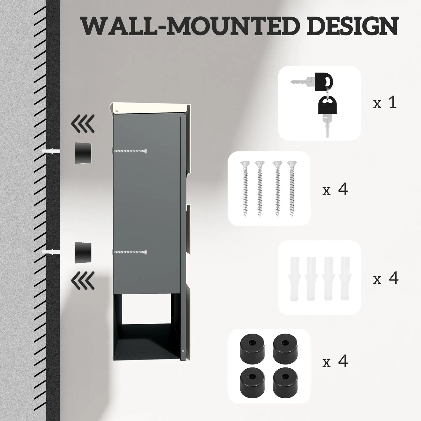HOMCOM Locking Galvanised Steel Letterbox with Viewing Window - White/Black