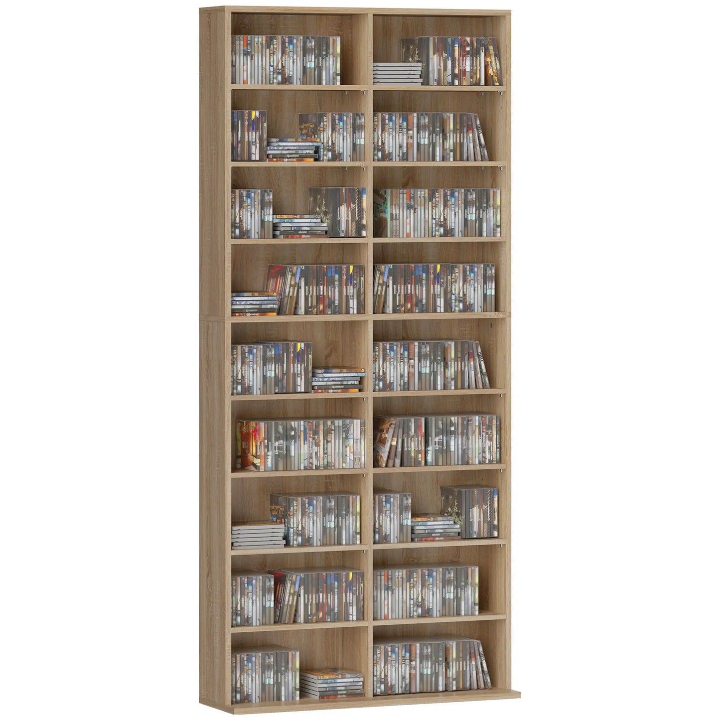 HOMCOM 640 CD Storage Tower, Bookcases & Shelves - Nature Wood Finish