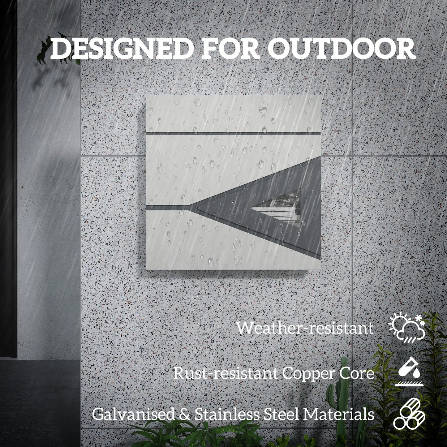 HOMCOM Wall Mounted Post Box with Viewing Window, 2 Lock, Modern Galvanised Steel Mailbox Weatherproof Letterbox