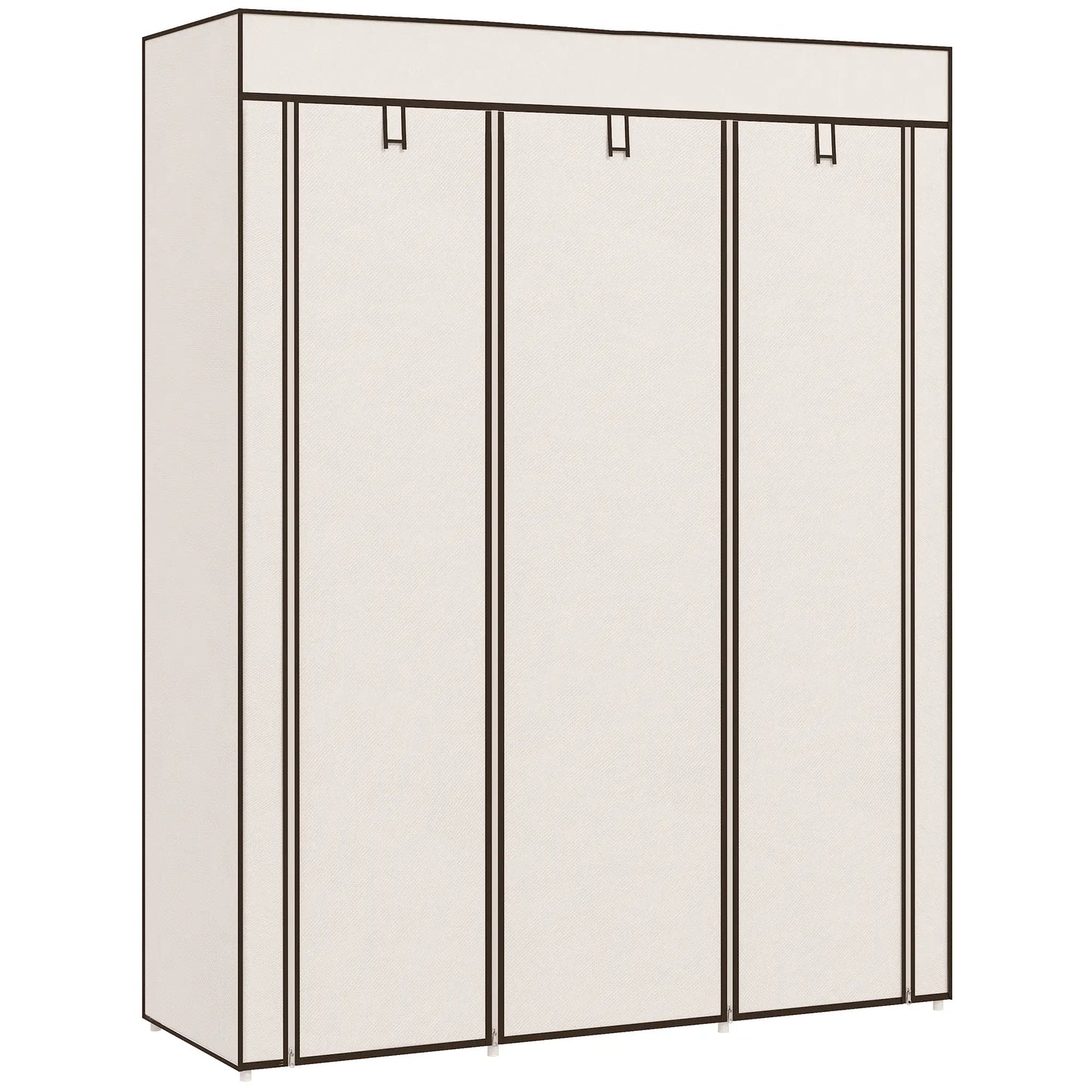 HOMCOM Fabric Cloth Wardrobe Clothes Organizer with Rails and Shelves - Cream White