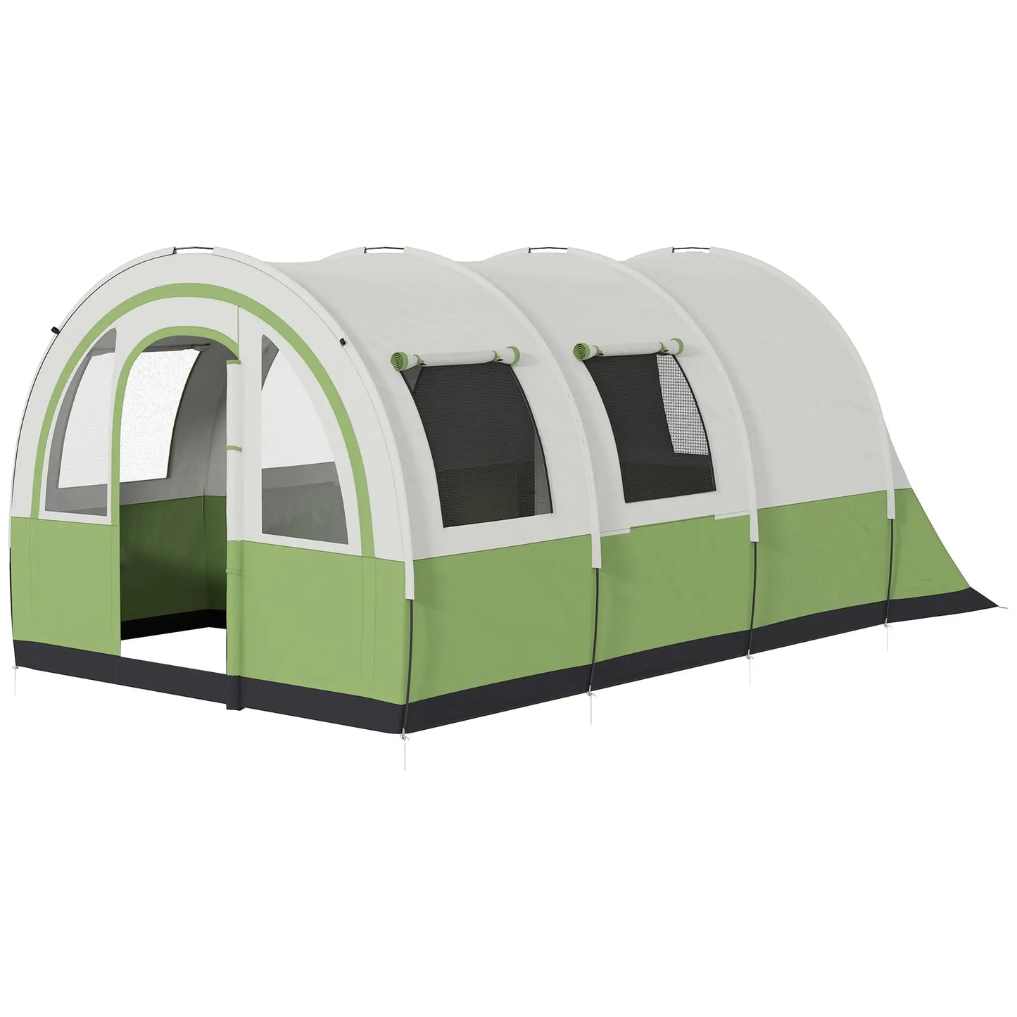 Outsunny 3000mm Waterproof Camping Tent, 5-6 Man Family Tent with Living & Bedroom, Carry Bag, Cream & Green