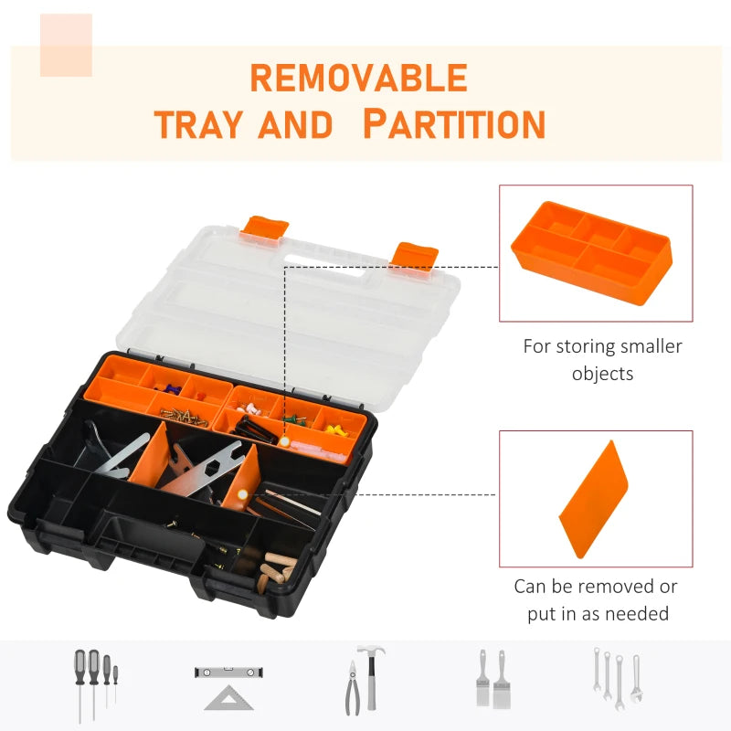 Set of 4 plastic tool boxes with dividers