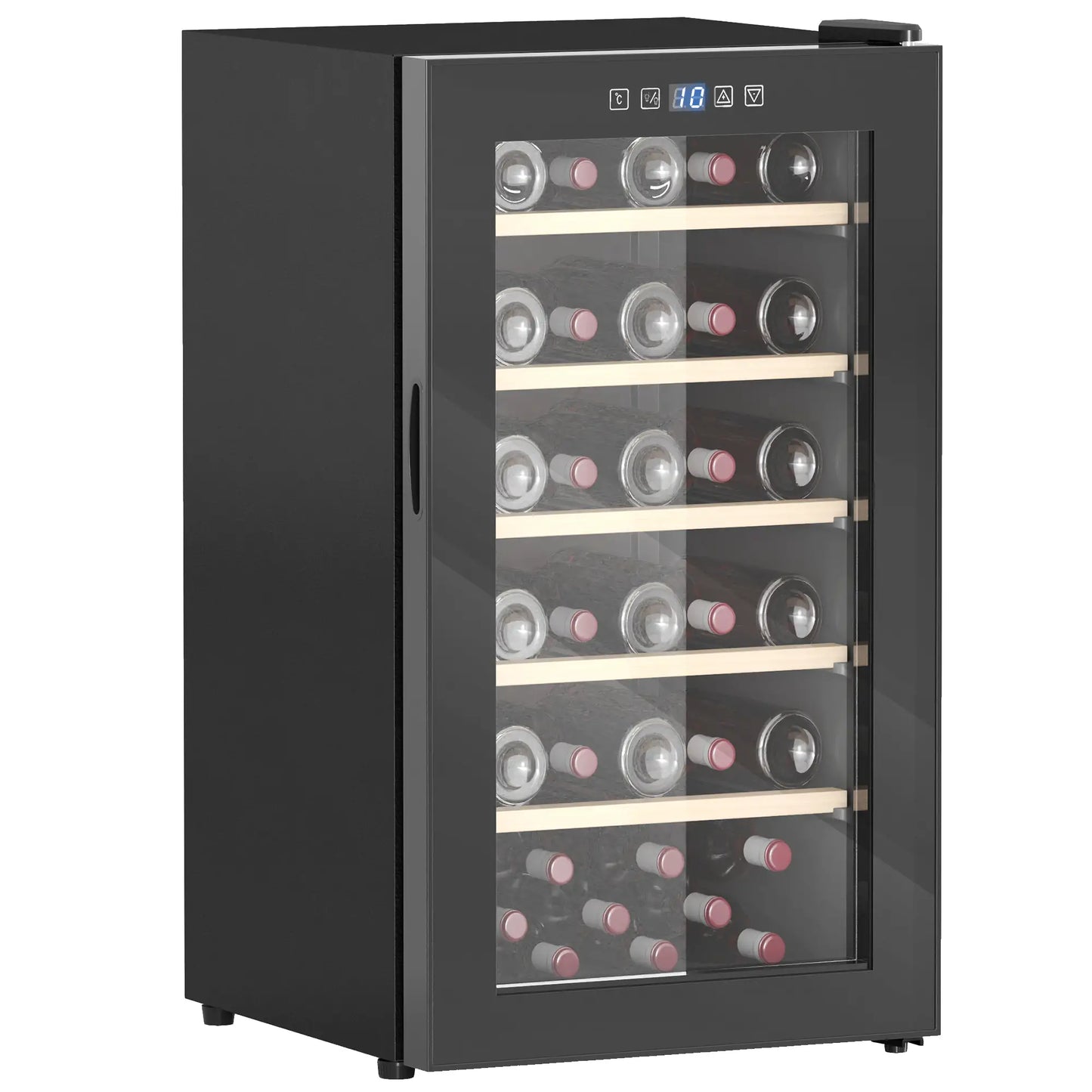 HOMCOM 41 Bottle Wine Fridge, 91 Litre Capacity, 45cm Freestanding Wine Cooler Fridge with LED Light, Digital Touch Screen, Black