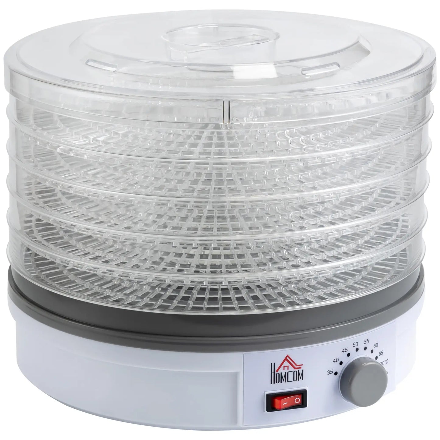 HOMCOM 5 Tier Food Dehydrator, 245W Food Dryer Machine with Adjustable Temperature for Drying Fruit, Meat, Vegetable, White