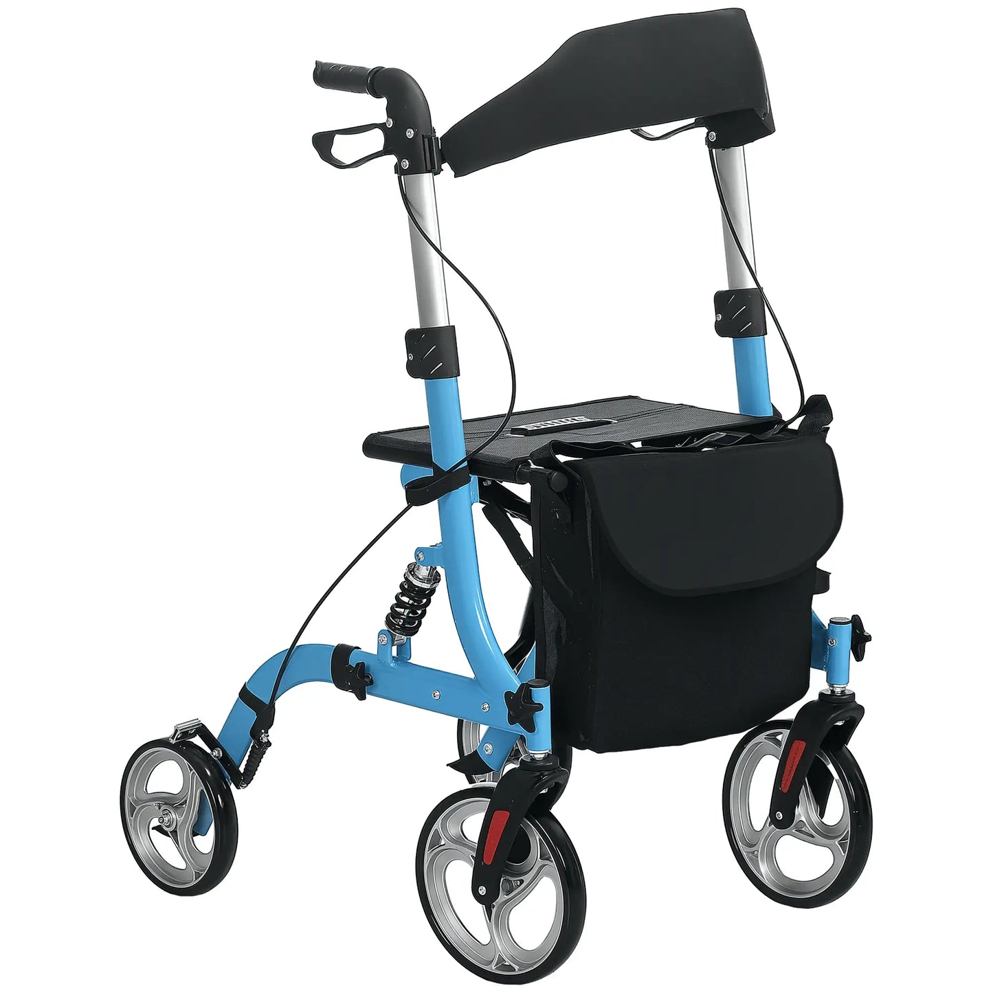 HOMCOM Professional Rollator with 8 Adjustable Height, Aluminium Walking Frame with Dual Brakes for Tall People, Blue