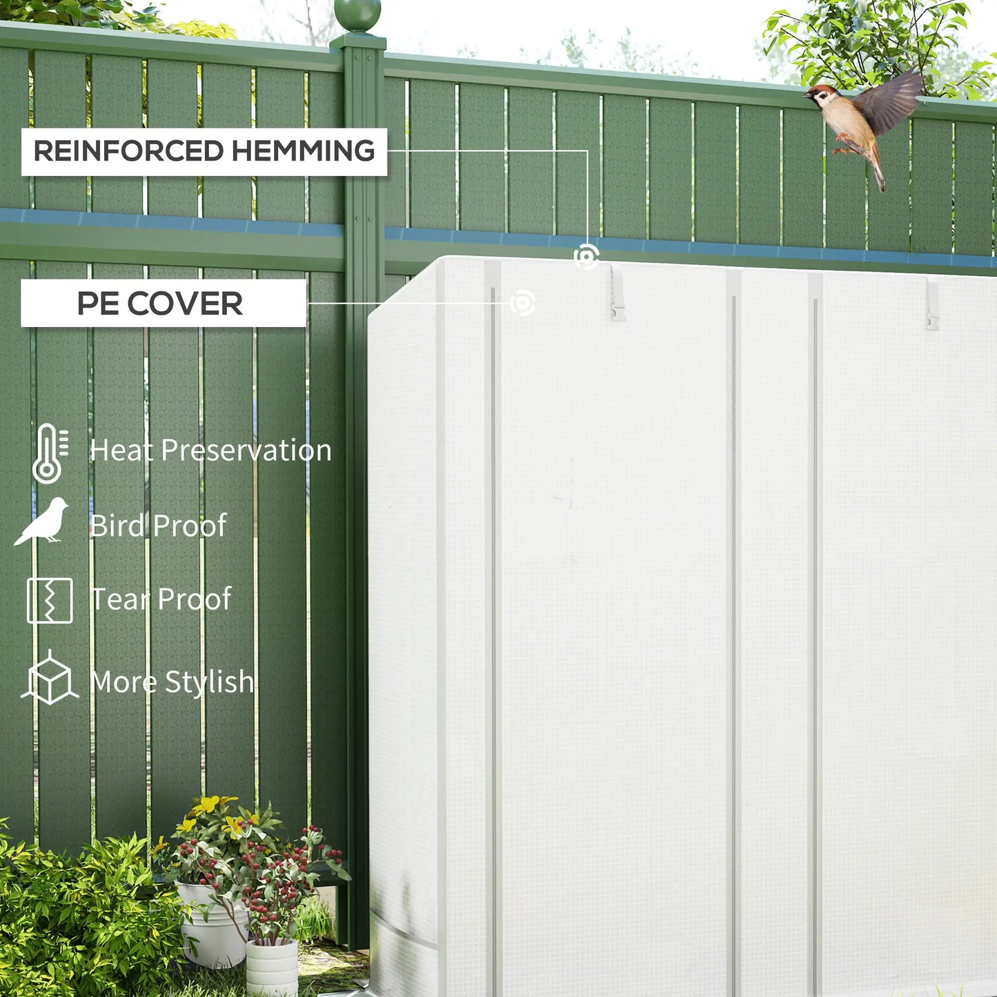 Outsunny Three-Tier Mini Greenhouse, UV Resistant Plastic Cover- White