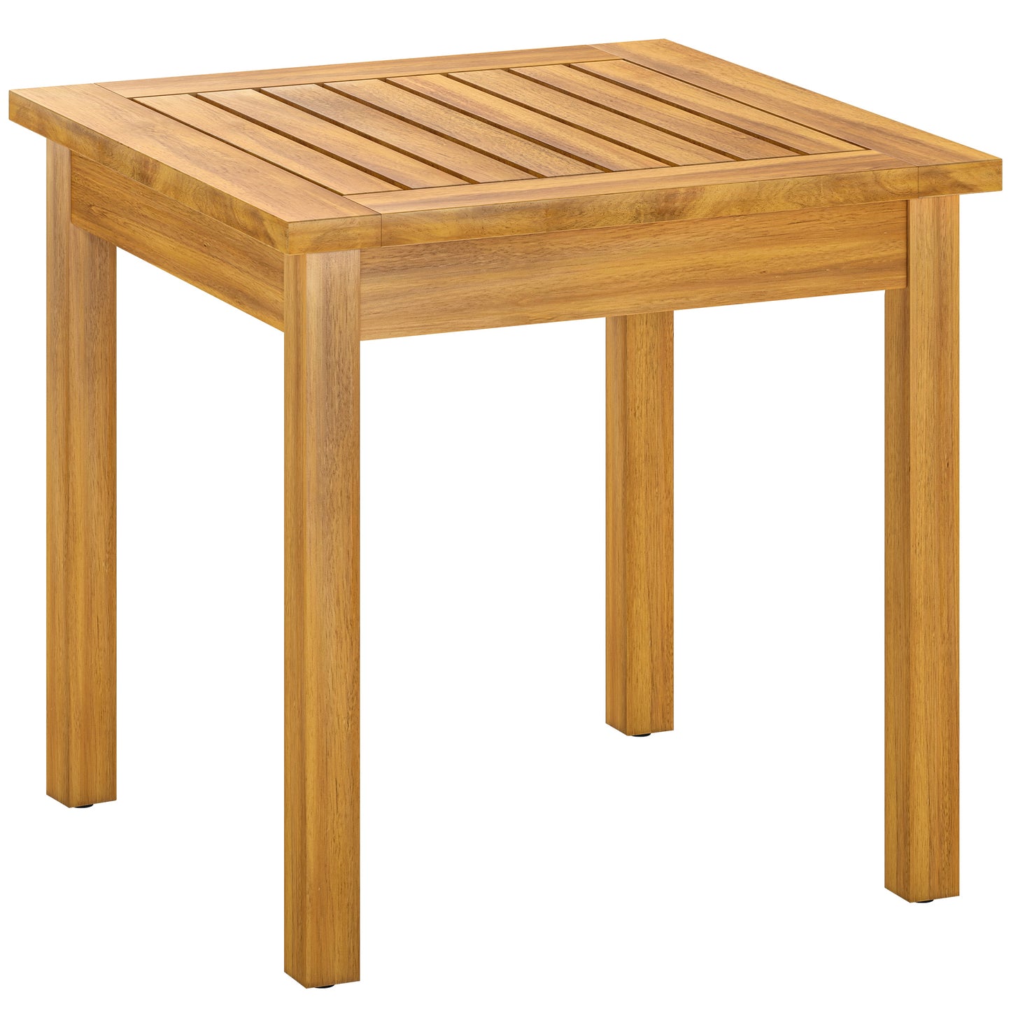 Outsunny Coffee Table Fully Assembled Patio Side Table Slatted Top Solid Acacia Wood, Natural Wood