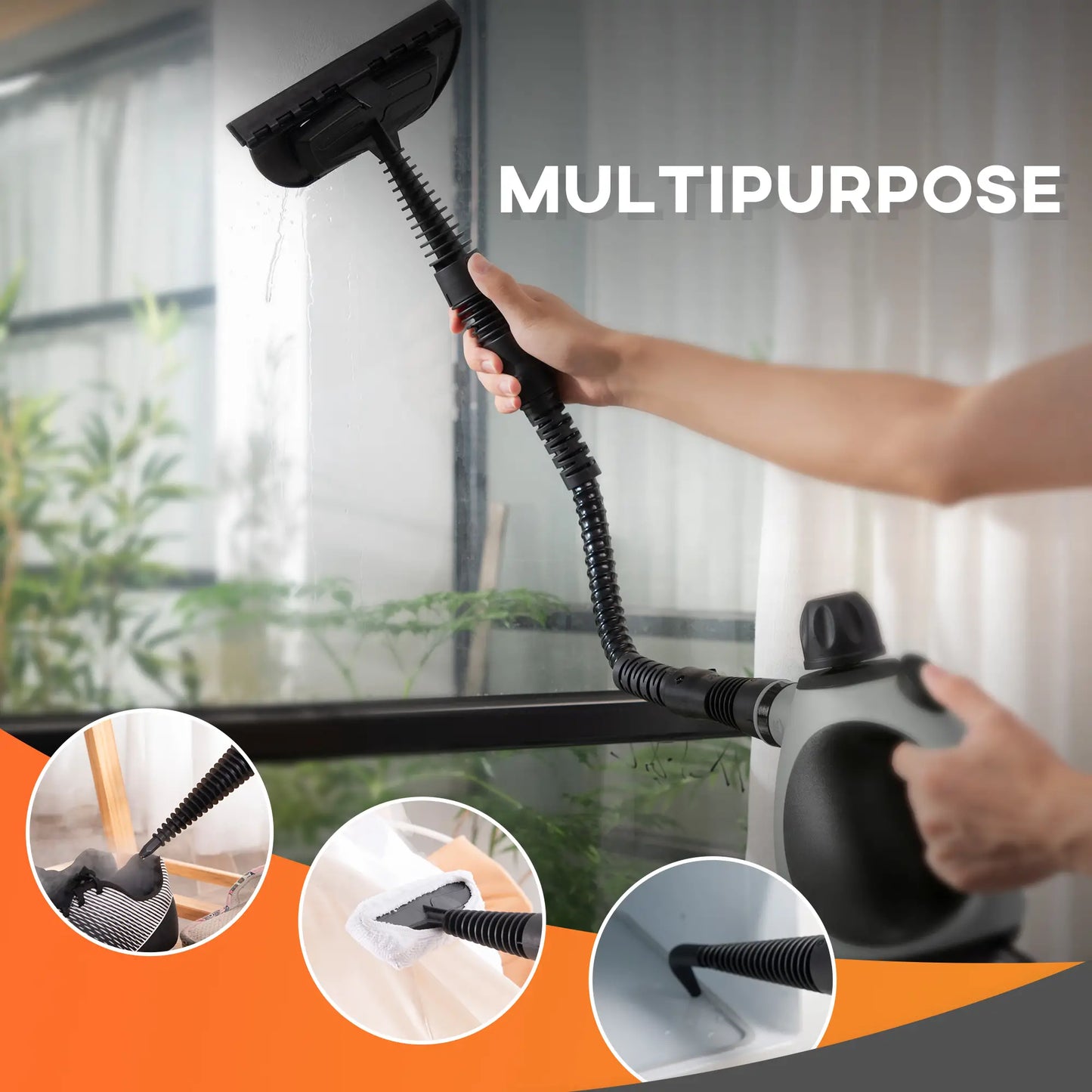 HOMCOM Handheld Steam Cleaner for Chemical Free Cleaning, Portable Multi-Purpose Steamer with 9 Pcs Accessory