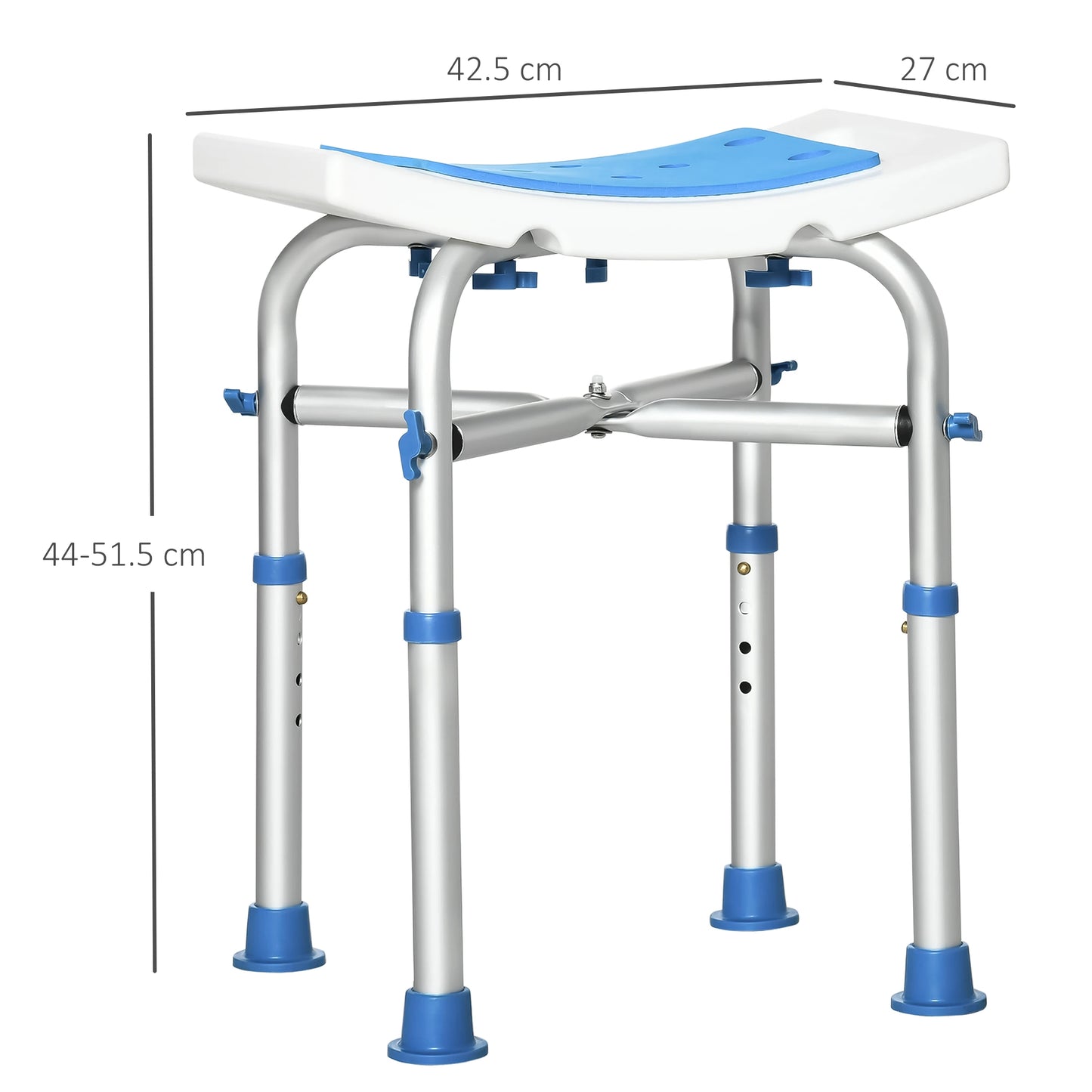 HOMCOM 44-51.5cm Aluminium Frame Shower/Bath Stool Seats - Blue