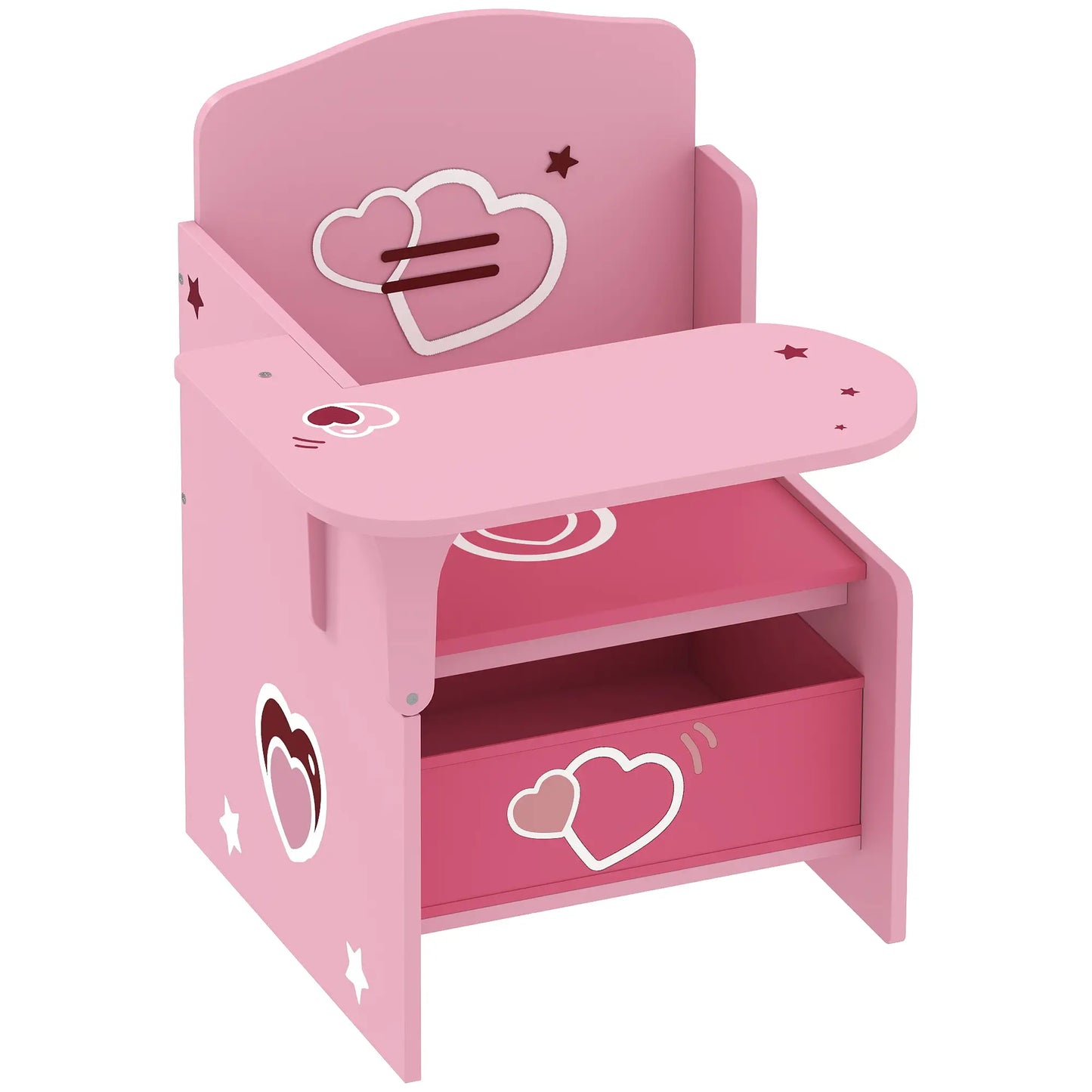 AIYAPLAY Kids Table & Chair Set, Children Desk & Chair with Storage Bins for Playing, Reading, Pink