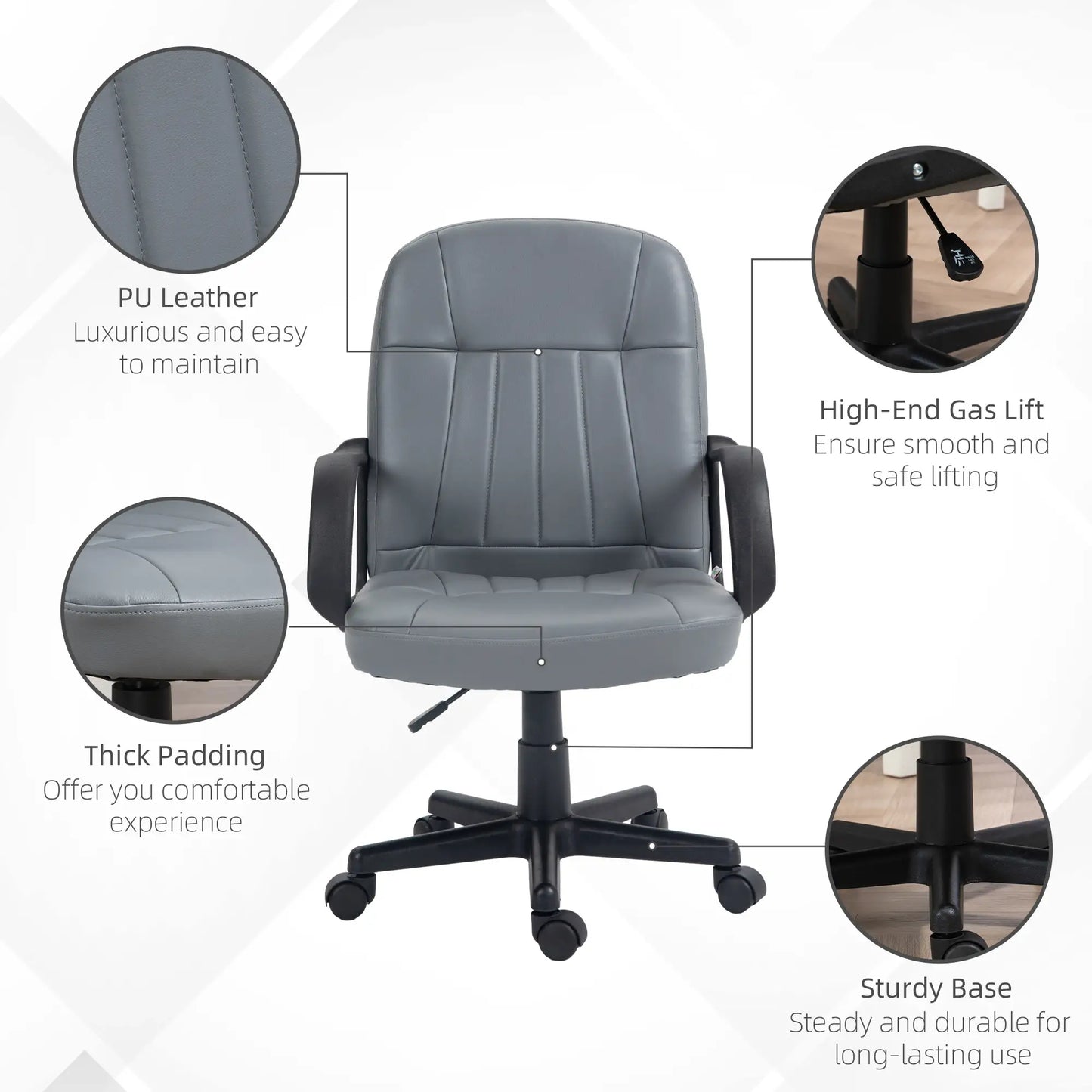 HOMCOM Swivel Executive Office Chair PU Leather Computer Desk Chair Office Furniture Gaming Seater