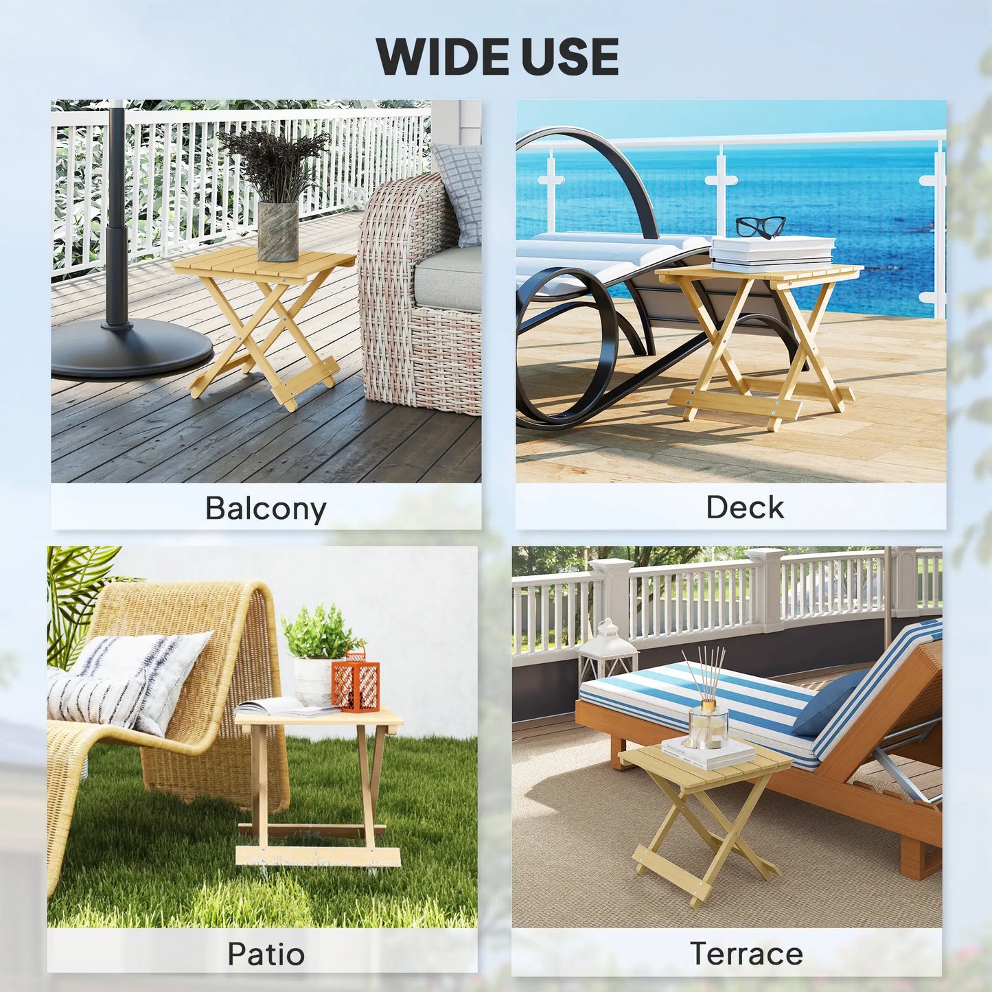 Outsunny Garden Furniture Wooden Foldable Outdoor Coffee Table