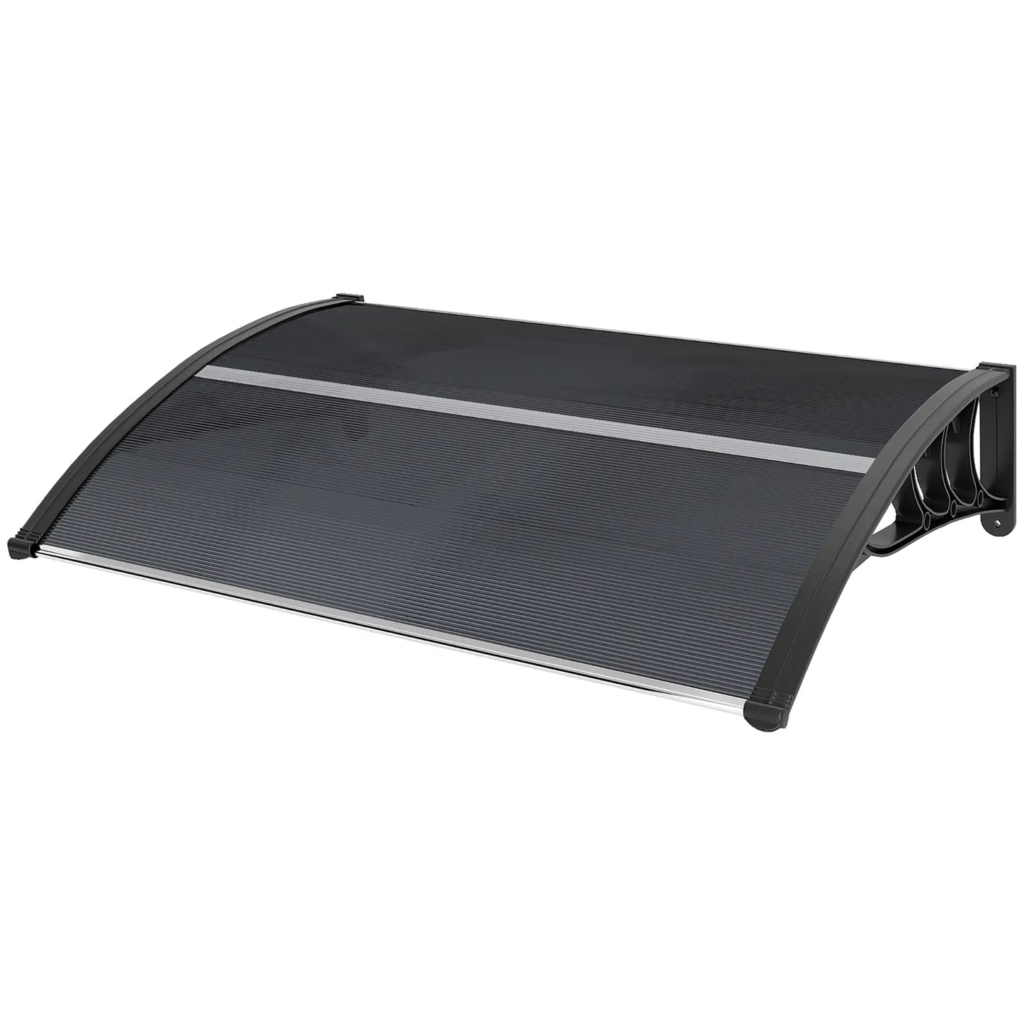 Outsunny Front Door Canopy Outdoor Awning Aluminium Rigid Plastic Polycarbonate Rain Shelter, Black