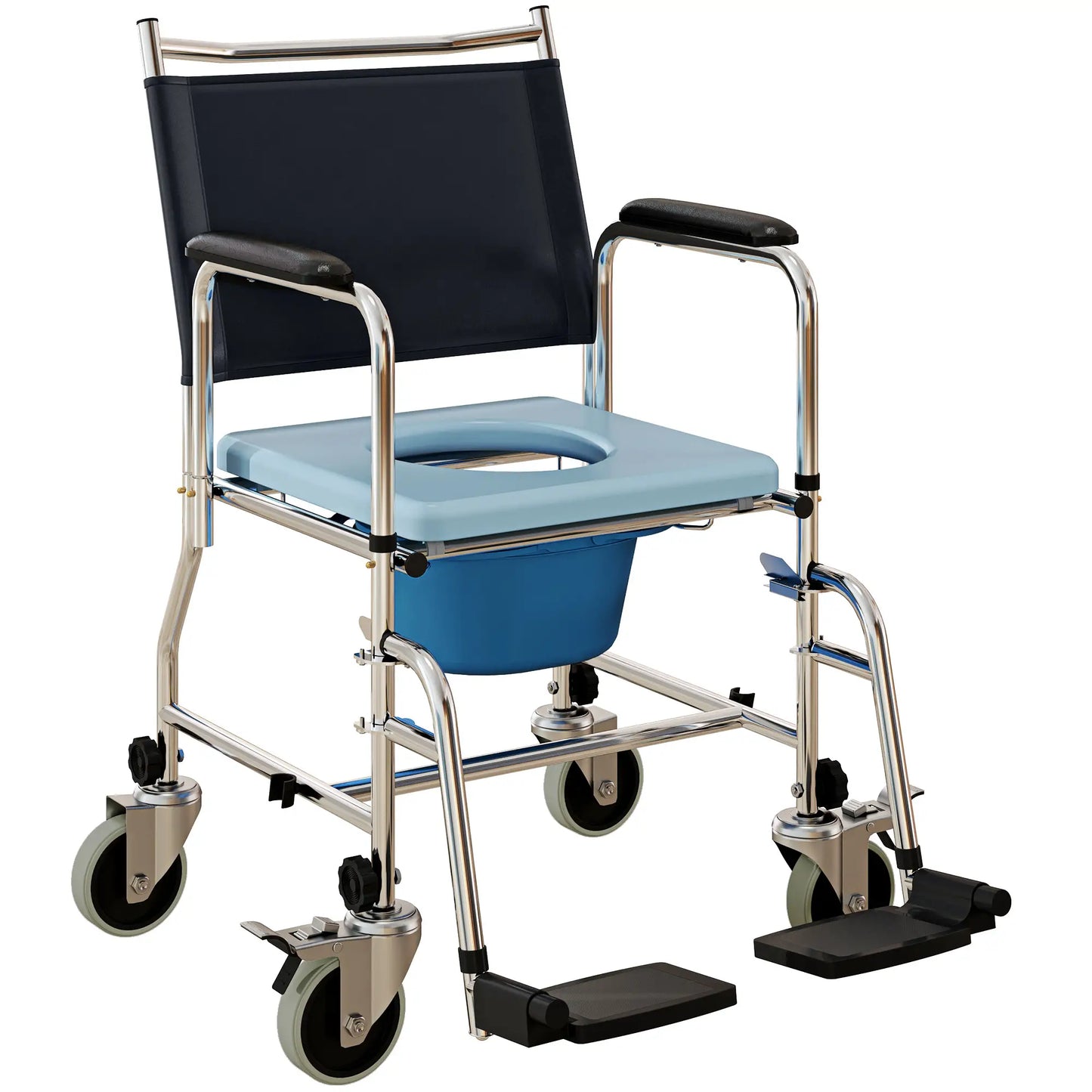 HOMCOM 3-In-1 Bathroom Commode Wheelchair Toilet Seat - Black