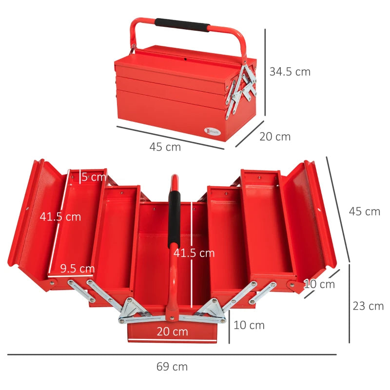 cantilever metal tool box with tools