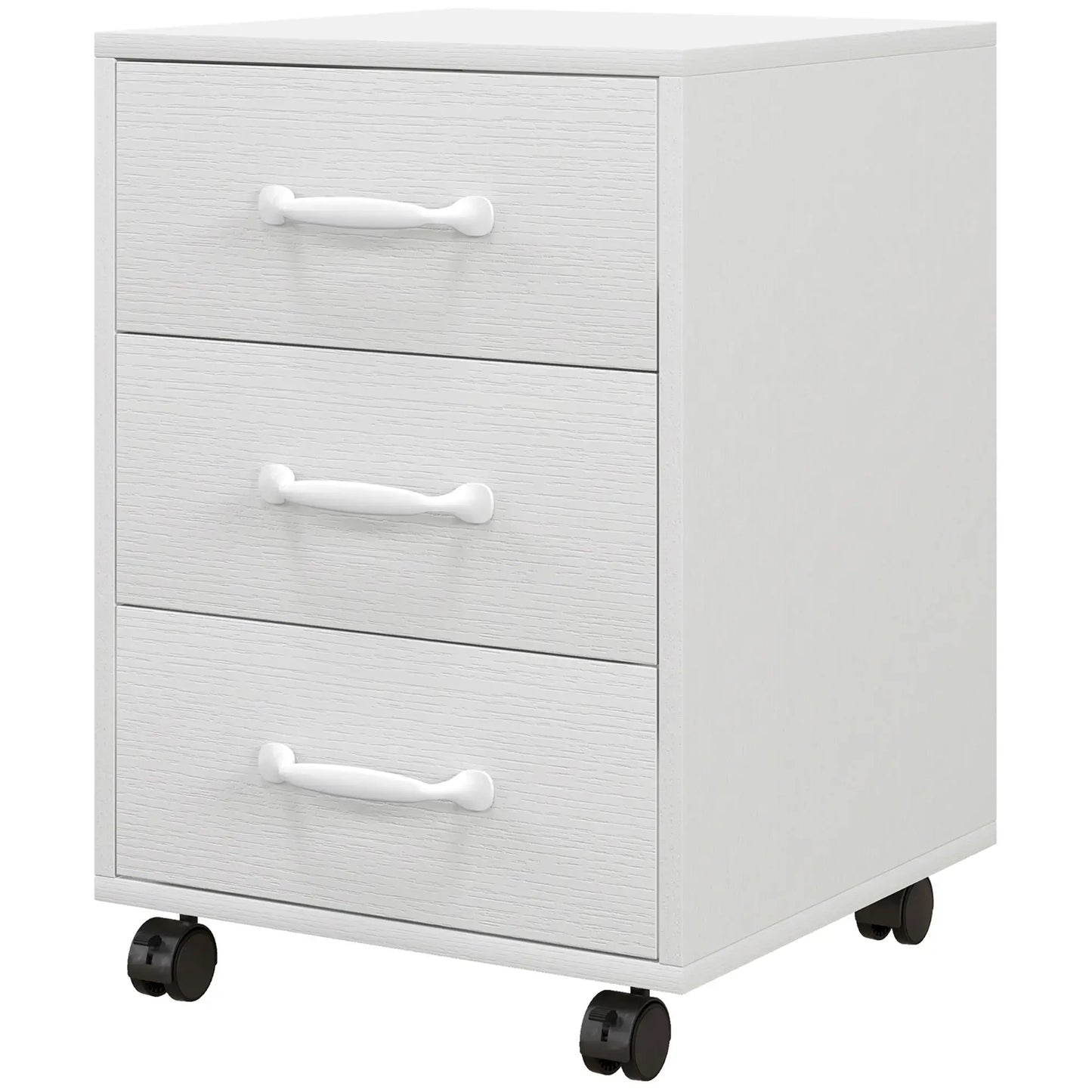 HOMCOM 3 Drawer File Cabinet, Mobile Filing Cabinet on Wheels for Home Office, Study, White